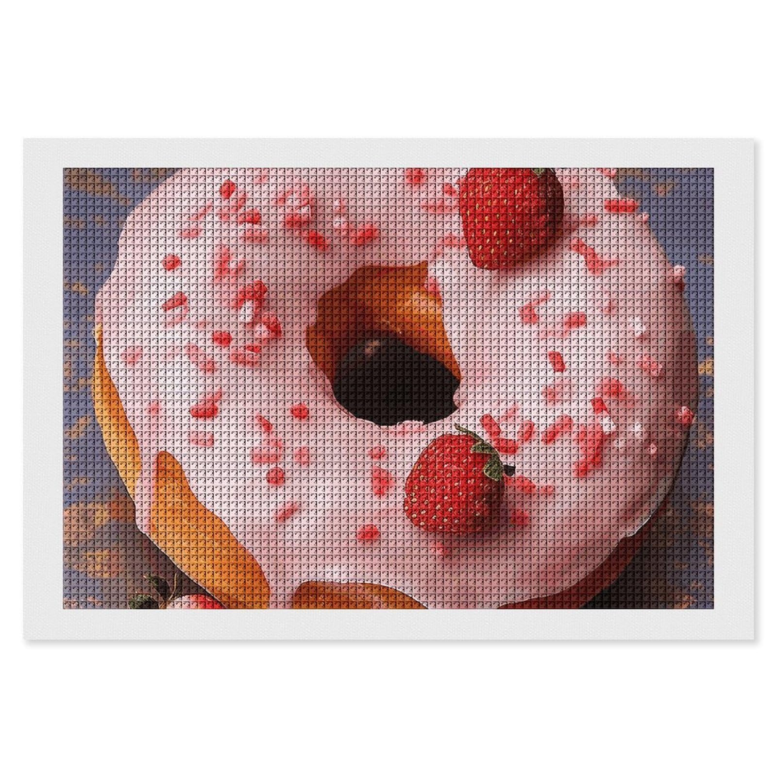 NONHAI Diamond Painting Kits for Adults - DIY Diamond Art Kits for Beginners - Full 5D Paint Drill Diamond Dots Paintings- Strawberry Donut Diamonds Pictures Gem Art and Craft Wall Decor 8"x12"