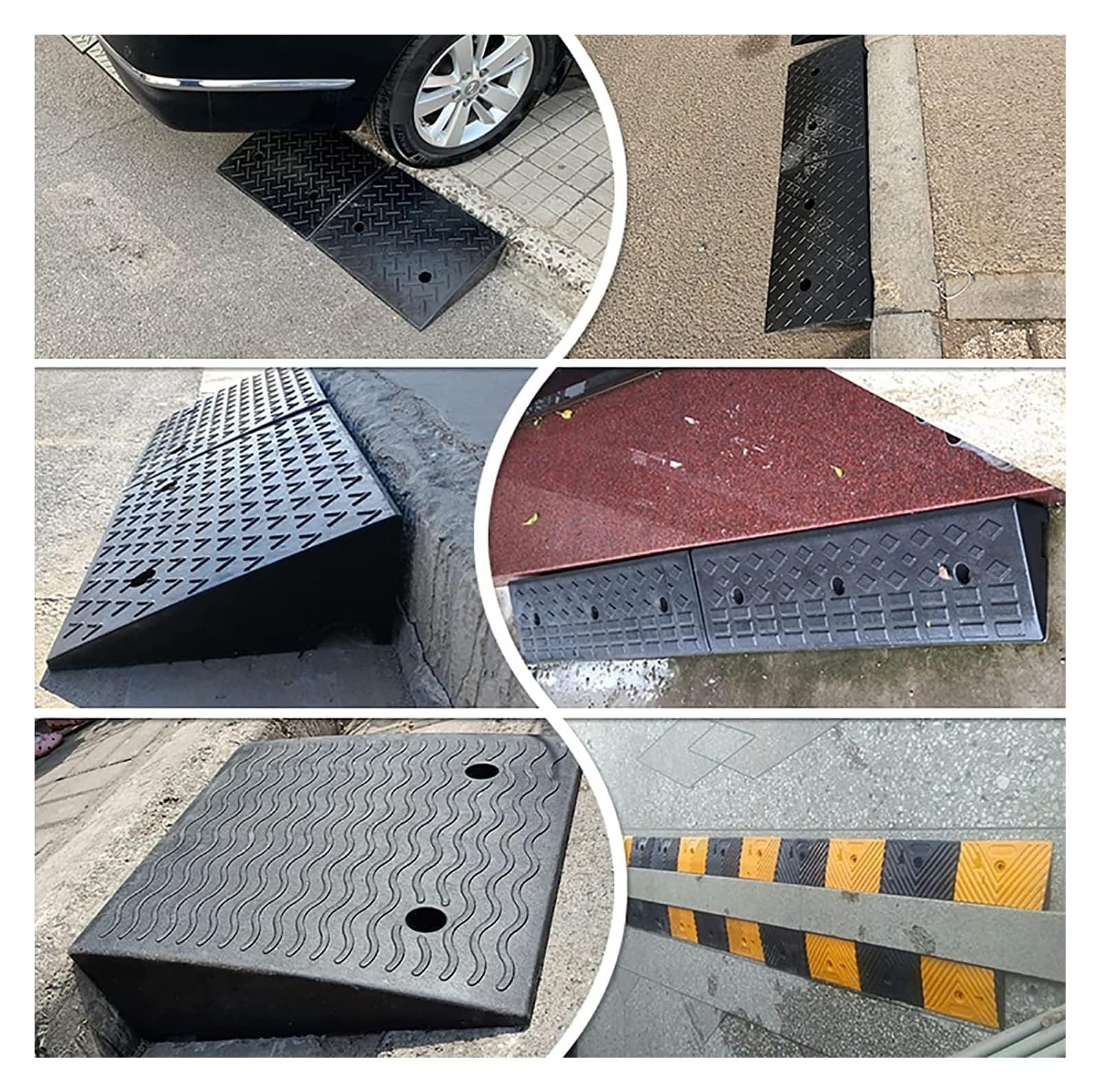 Solidna gumowa rampa progowa antypoślizgowa rampa dla wózków inwalidzkich do drzwi odporna na zużycie i antypoślizgowa wysokość 10 cm / 4 cale idealna dla osób niepełnosprawnych, czarna