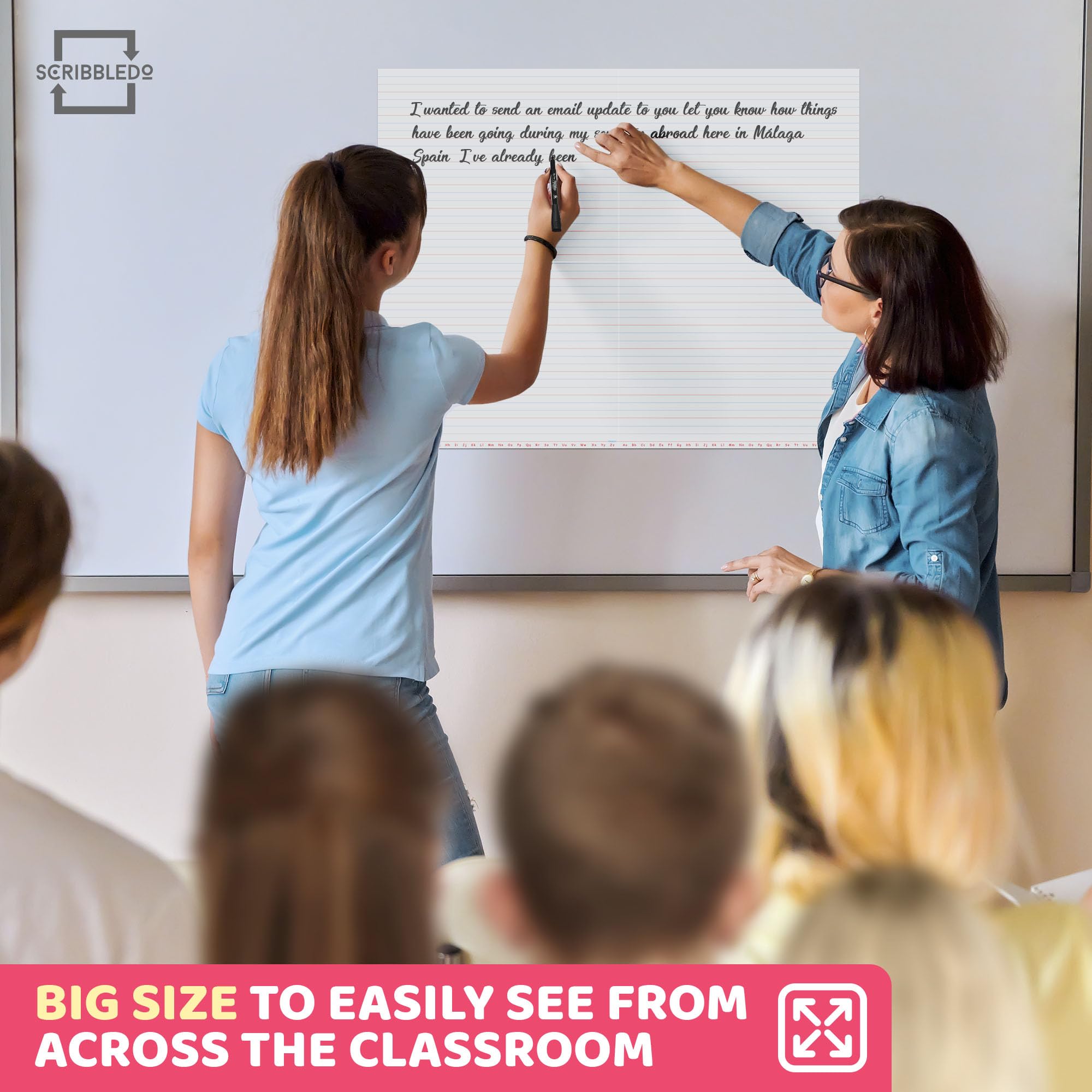 SCRIBBLEDO 30"x24" Large Magnetic Notebook Paper For Classroom Elementary Classroom Must Haves for Teachers Elementary Giant Dry Erase Magnetic Lined Paper for Whiteboard Third Fifth Grade Handwriting - Image 7