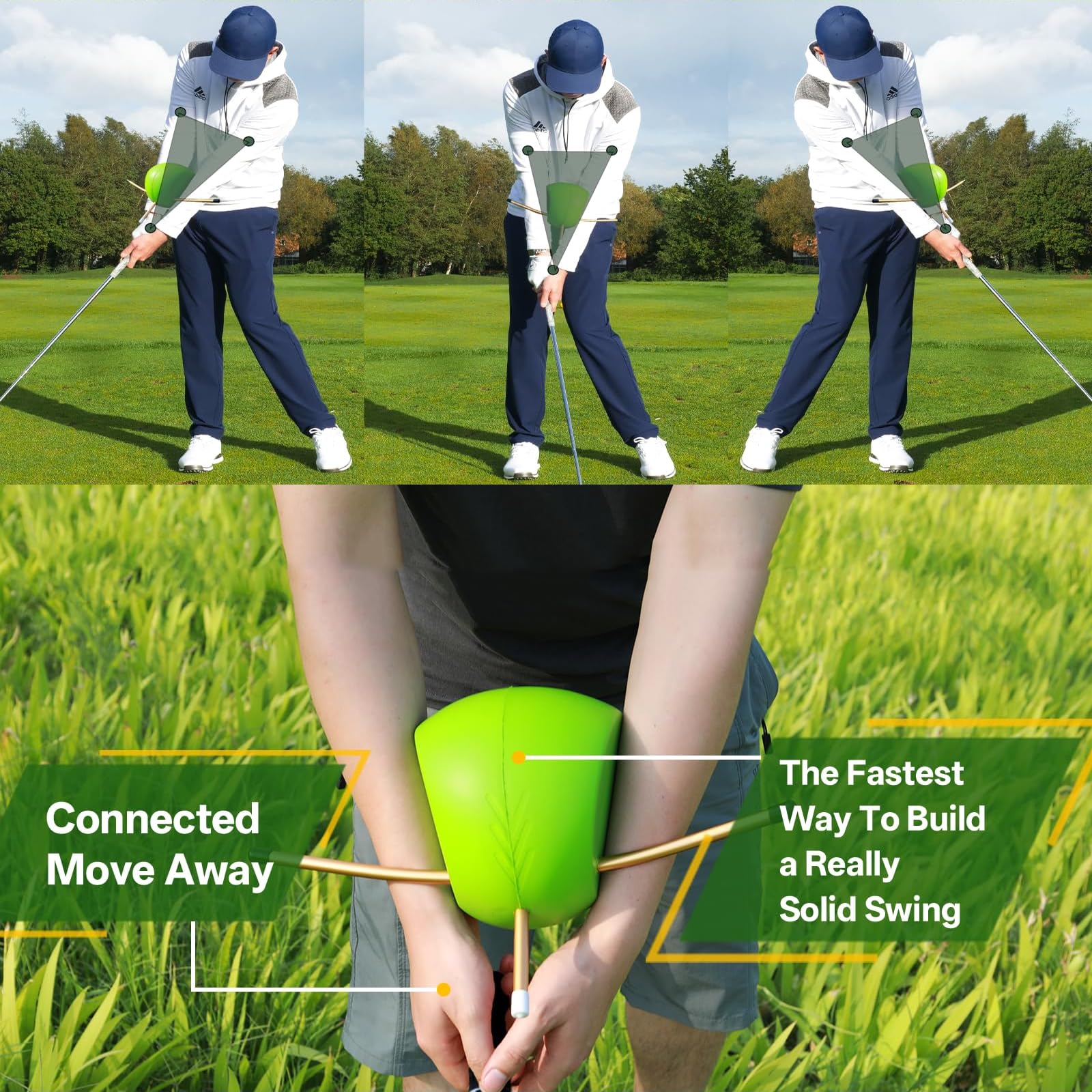 Golf Trainingshilfen, Golf Schwungtrainer Ball, Golf Schwungtrainer, Golf Training Aid, Trainingshilfe für Die Golf-Armhaltung, für Stabile Y-Form, Alle Könnensstufen, Platz, Driving Range