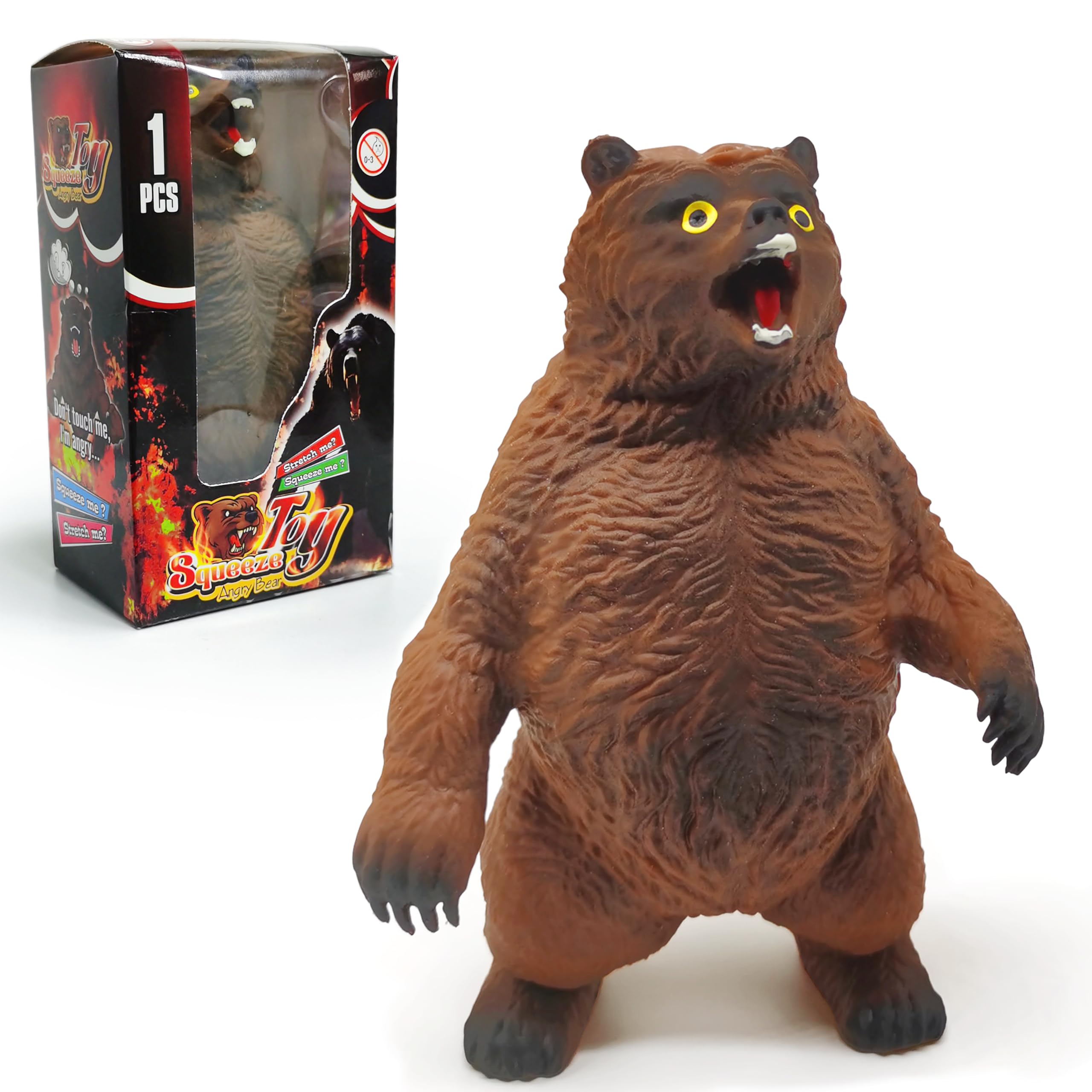 ZTATU Brown Bear Stress Balls for Kids (1PCS) Sensory Squishy Fidget Toys, Sand Filler Squeeze Ball, Stress Relief Toy Party Favors Easter Basket Stuffers