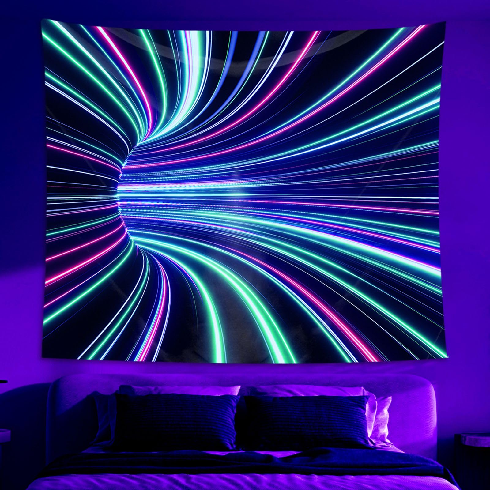 Amazon.com: Atrippy Blacklight 3D Wall Tapestry for Bedroom, UV ...