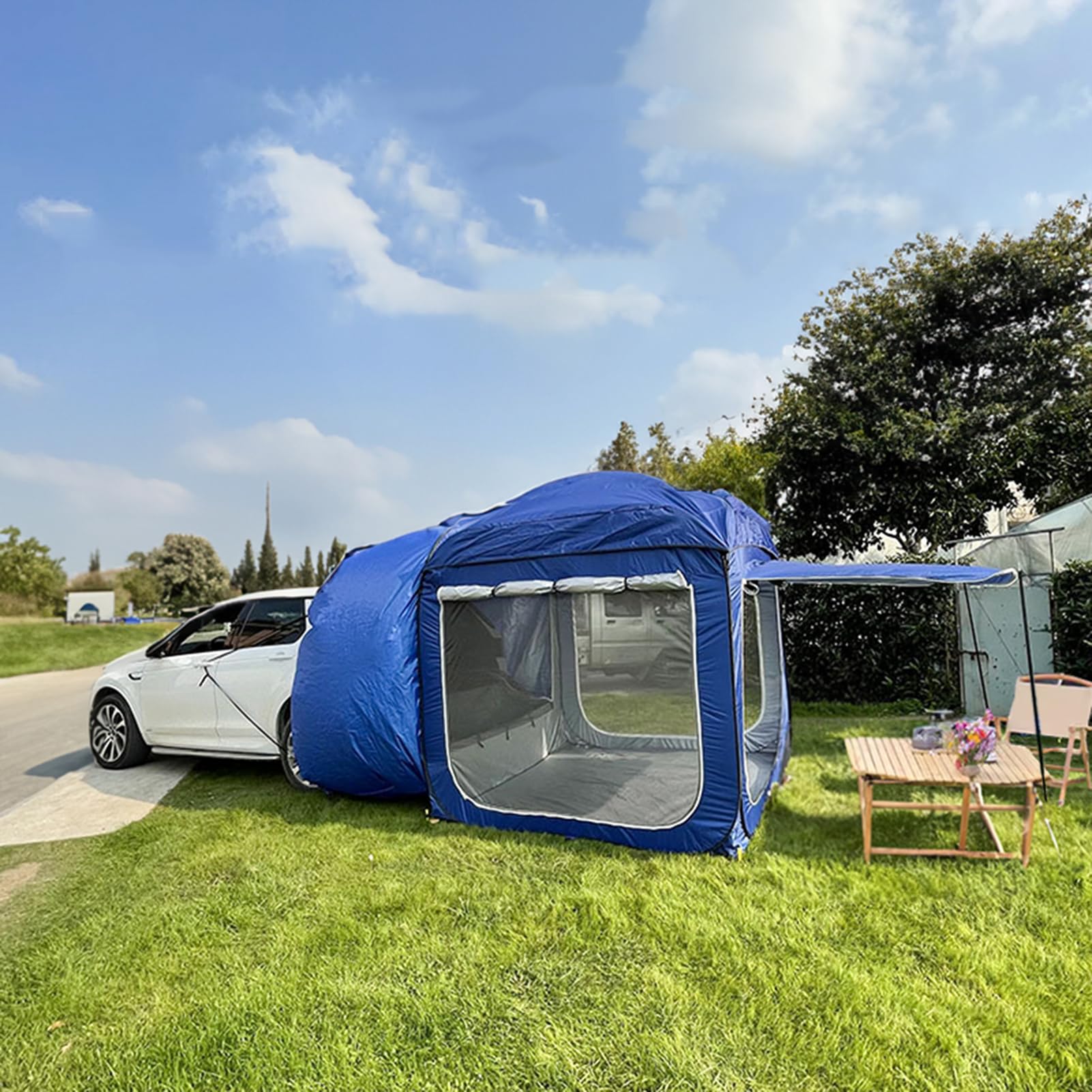 ZLSXAOASP Car Tailgate Tent Awning, Waterproof Pop-Up Shelter for SUV, Camping Families, Fits 5-8 Persons