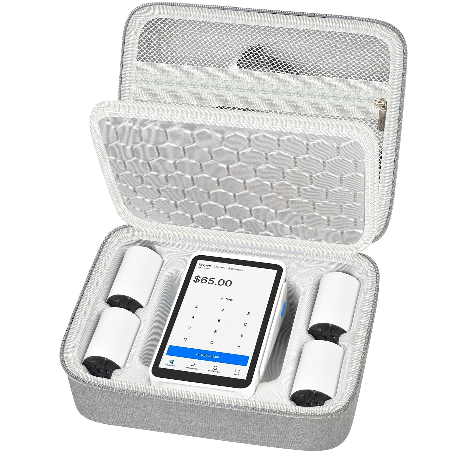 COMECASE Case Compatible with Square Terminal Credit Card Reader, Mobile POS Machine Storage Holder for Terminal Charger and Over 5 Receipt Paper