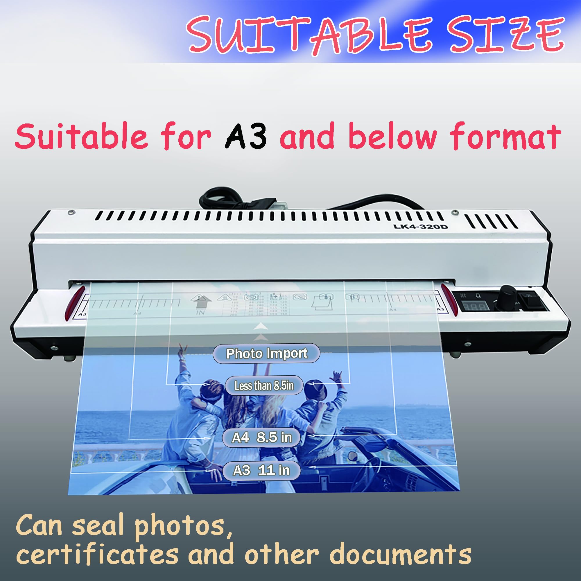 INTSUPERMAI A3 Thermal Laminator, 4 Large Roller System, Infrared Radiant Heating, Laminating Widths up to 12.5 inches, for Teachers, classrooms, Offices, Posters, Business Cards