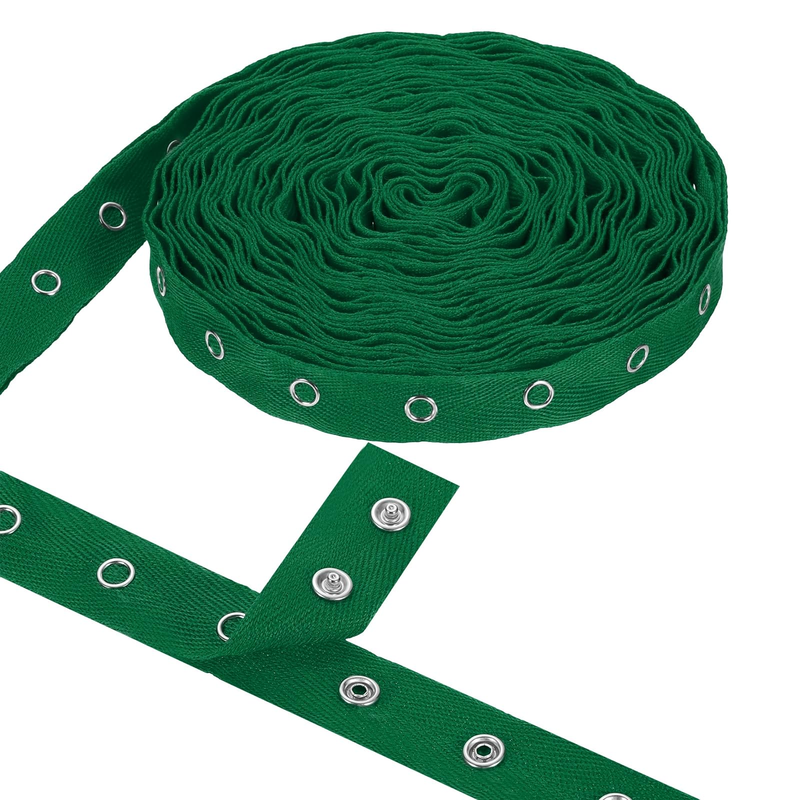 sourcing map 6 Yards Metal Snap Tape for Sewing Snap Buttons for Clothes, Metal Button Tape Ribbon for Clothes, Cotton Snap Trim Fastener for DIY Crafts, 0.78" Width,Dark Green