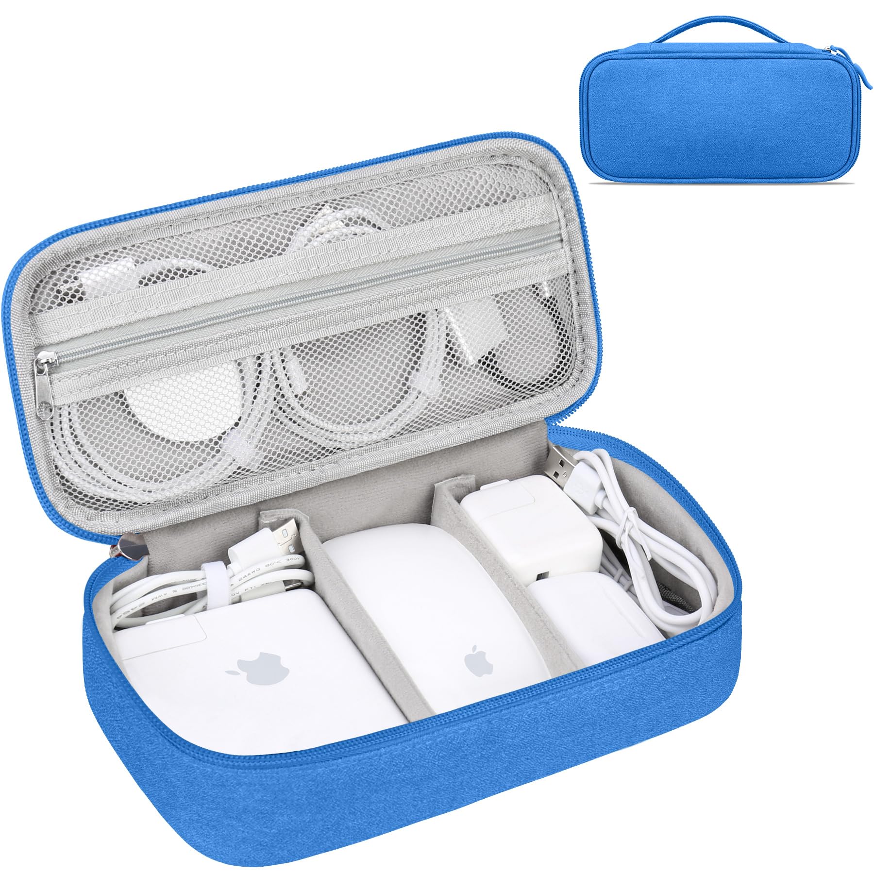 LacdoElectronic Organizer Travel Cable Organizer Bag Pouch Tech Electronic Accessories Carry Case Portable Double Layers Charger Case for Cable, Cords, Charger, Earphone, Power Bank, Blue