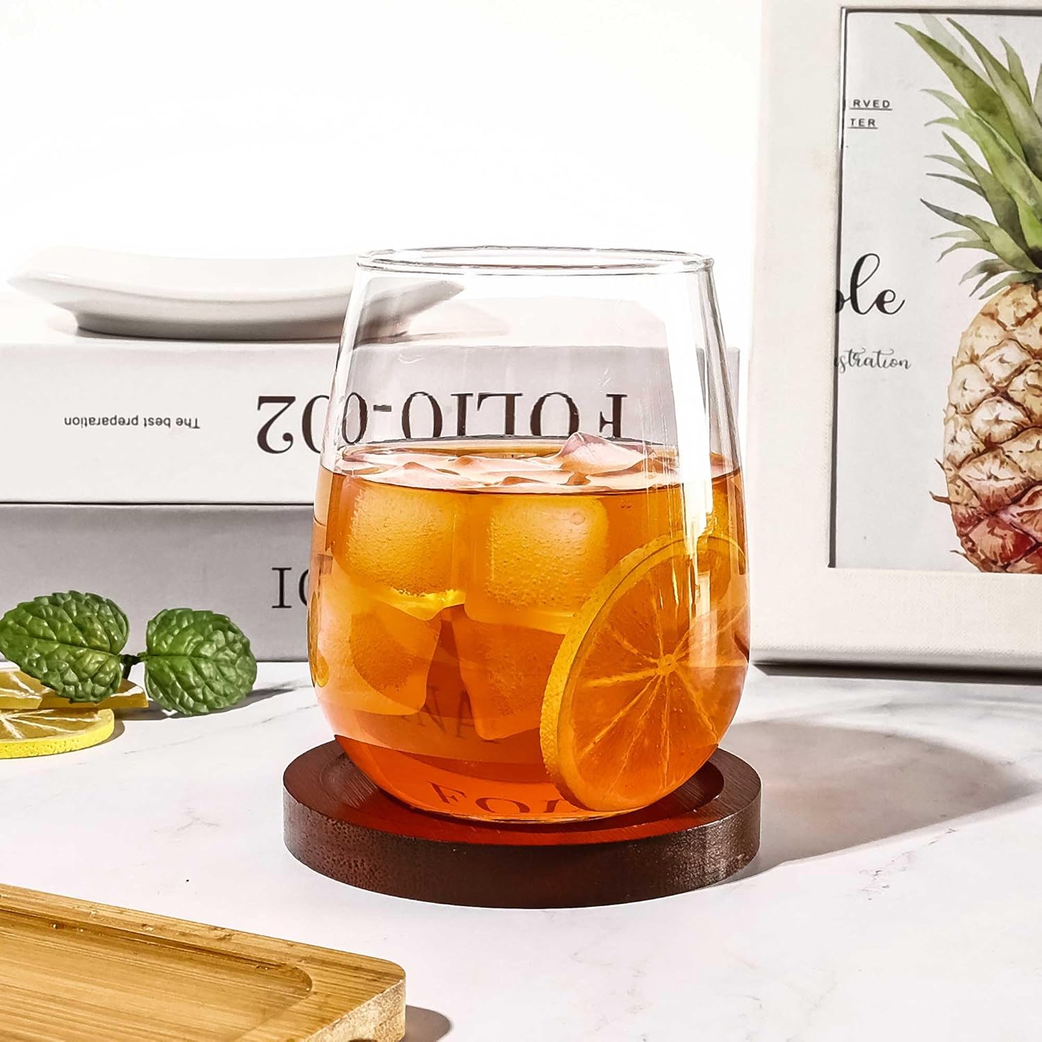 YANGNAY Stemless Wine Glasses Set of 12, 16 oz Glass Tumblers Perfect for Parties, Weddings and Everyday Use, Dishwasher Safe