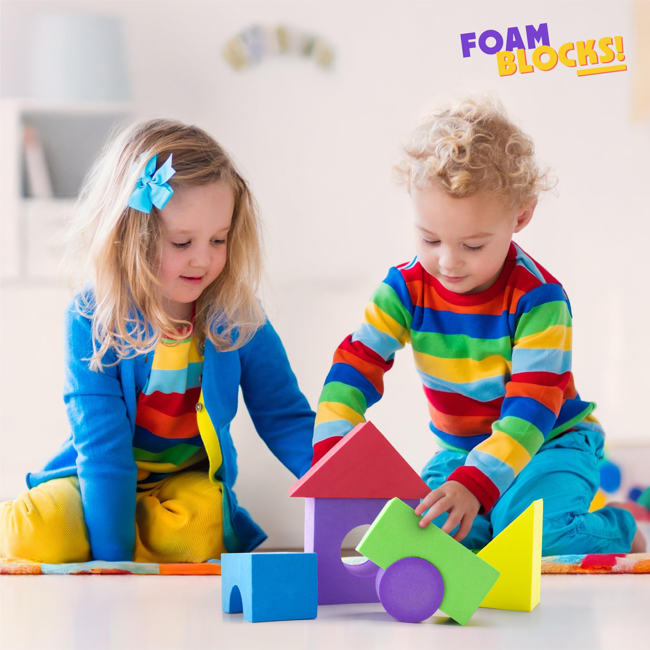 Number 1 in Gadgets Blocchi da costruzione giganti in schiuma, giocattolo da costruzione per bambini, blocchi da costruzione ideali per i più piccoli, 50 pezzi di forme e dimensioni diverse