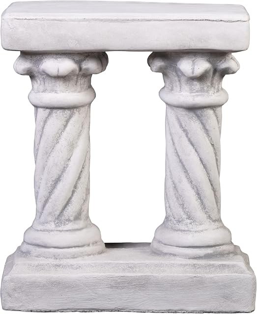 gartendekoparadies.de Solid pedestal rectangular on columns, height 42 cm, base 36 x 16 cm, grey, weight 22 kg, cast stone, frost-proof outdoor use