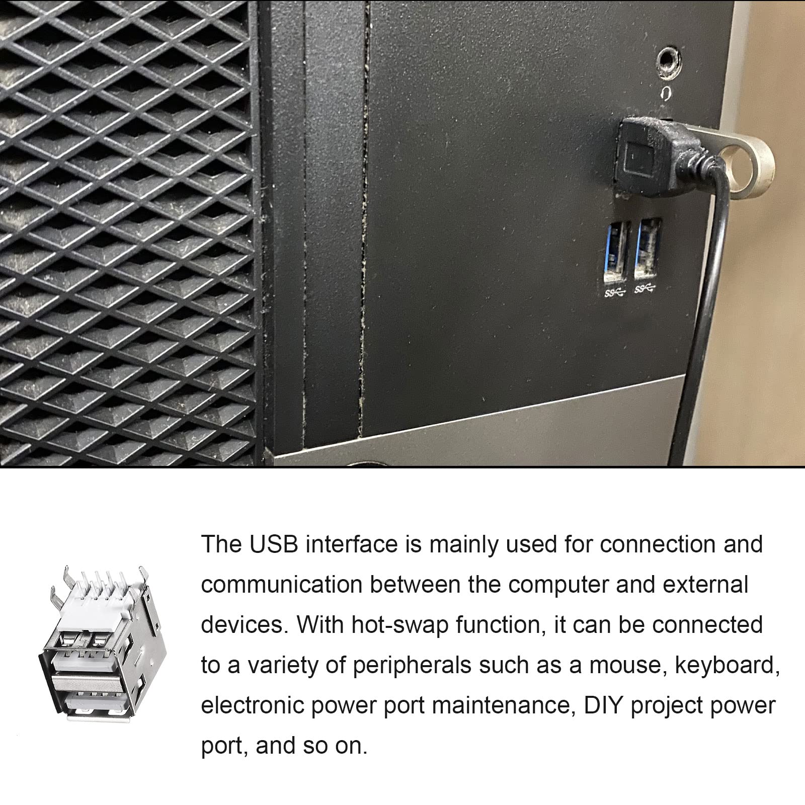 Rebower USB PcB Douille Type-A 8Broche Horizontal 90 Dégrée Intégré