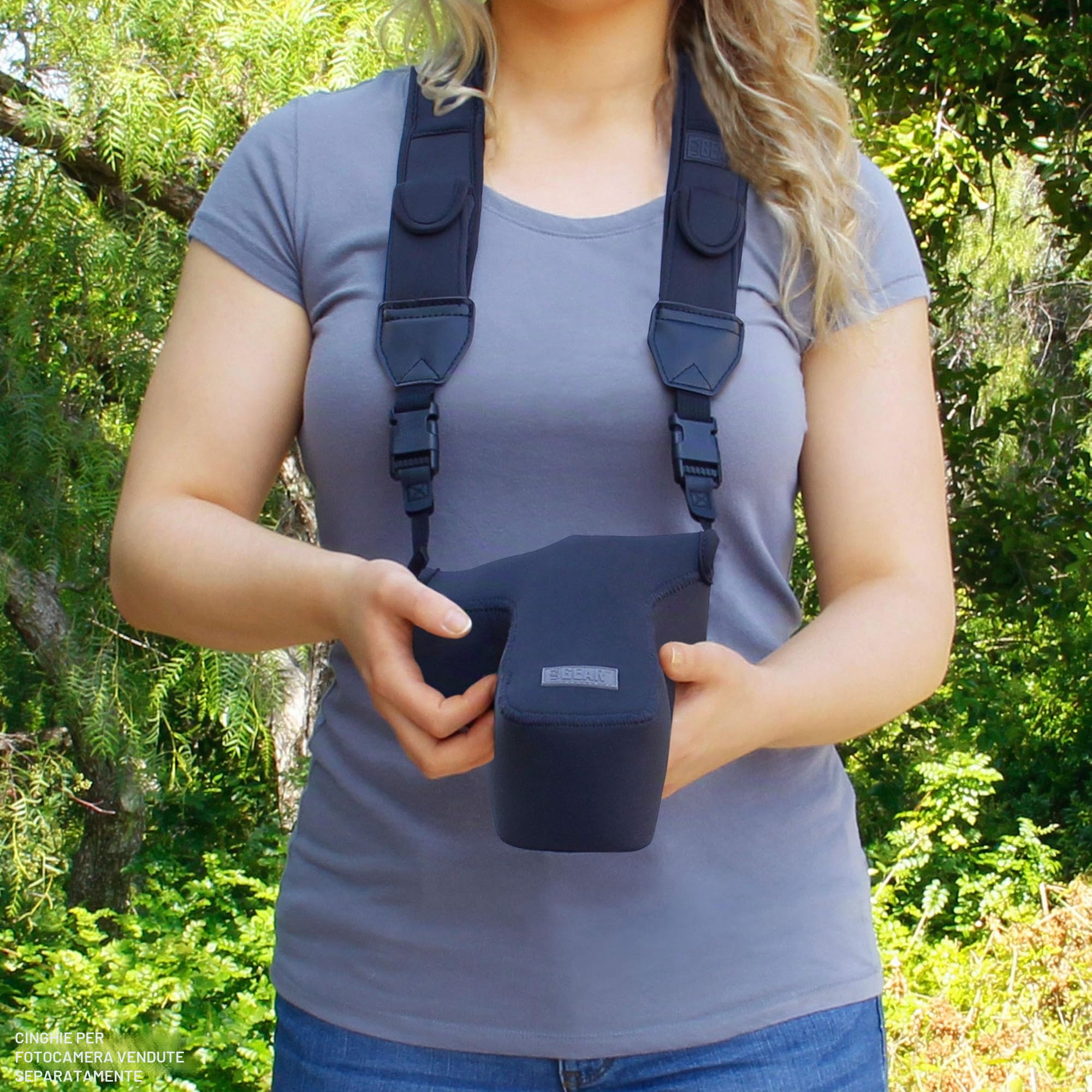 USA Gear Custodia per fotocamera DSLR/Custodia per fotocamera SLR per obiettivo zoom con protezione in neoprene, passante per cintura e custodia accessori - Compatibile con Canon, Nikon e Altro