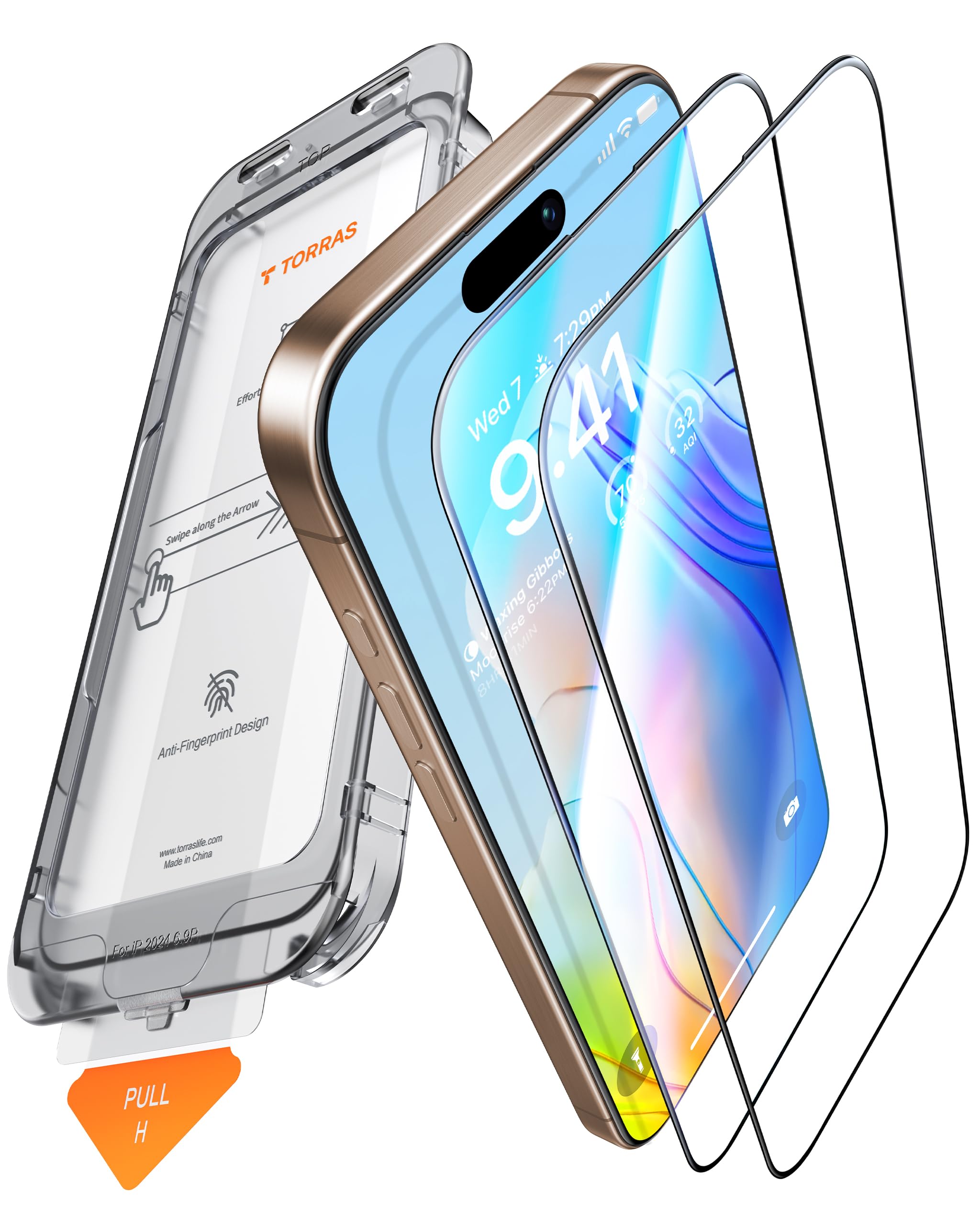 TORRAS für iPhone Series für Panzerglas [TOP Bruchsicherheit] Schutzfolie für iPhone 16 Series Folie 9H Glas Full Screen [Einfache Installation] Anti-Fingerabdruck