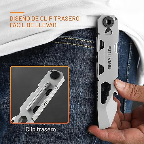 Miniatura 6 de Multiherramienta EDC con destornillador de trinquete bidireccional y bolígrafo eterno, llaves, palanca, abrebotellas y cajas, tu compañero versátil