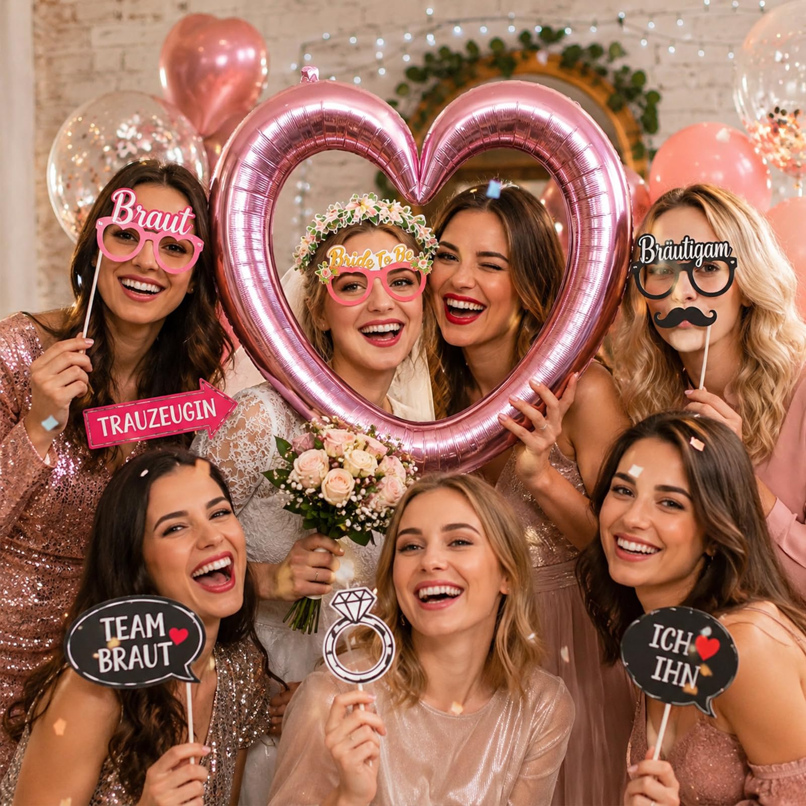 40 cornici per foto gonfiabili a forma di cuore rosa per matrimonio