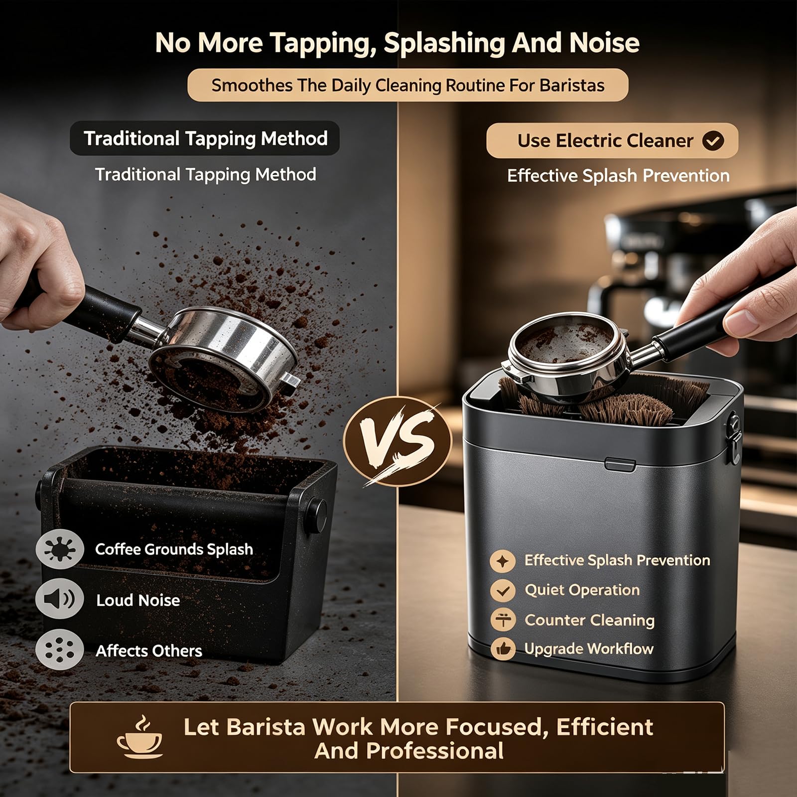 Limpiador Eléctrico De Portafiltros De Café, Máquina Automática para Eliminar Los Posos De Café, Universal De 51/53/58 Mm, para Montaje En Pared Y Sobremesa