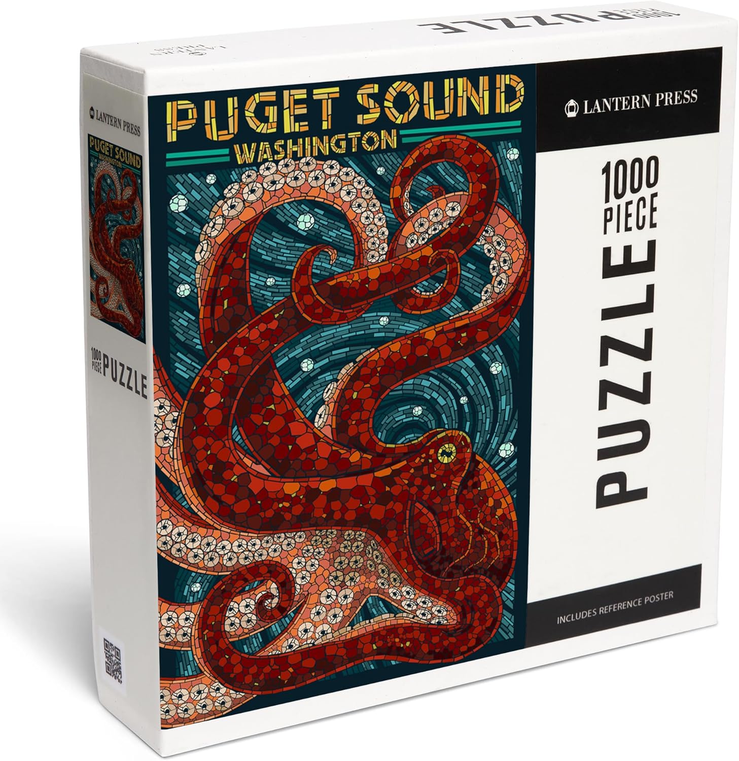 Lantern Press Puget Sound, Washington, Octopus Mosaic 1000 Piece Jigsaw Puzzle for Adults, Made in USA with Reference Poster