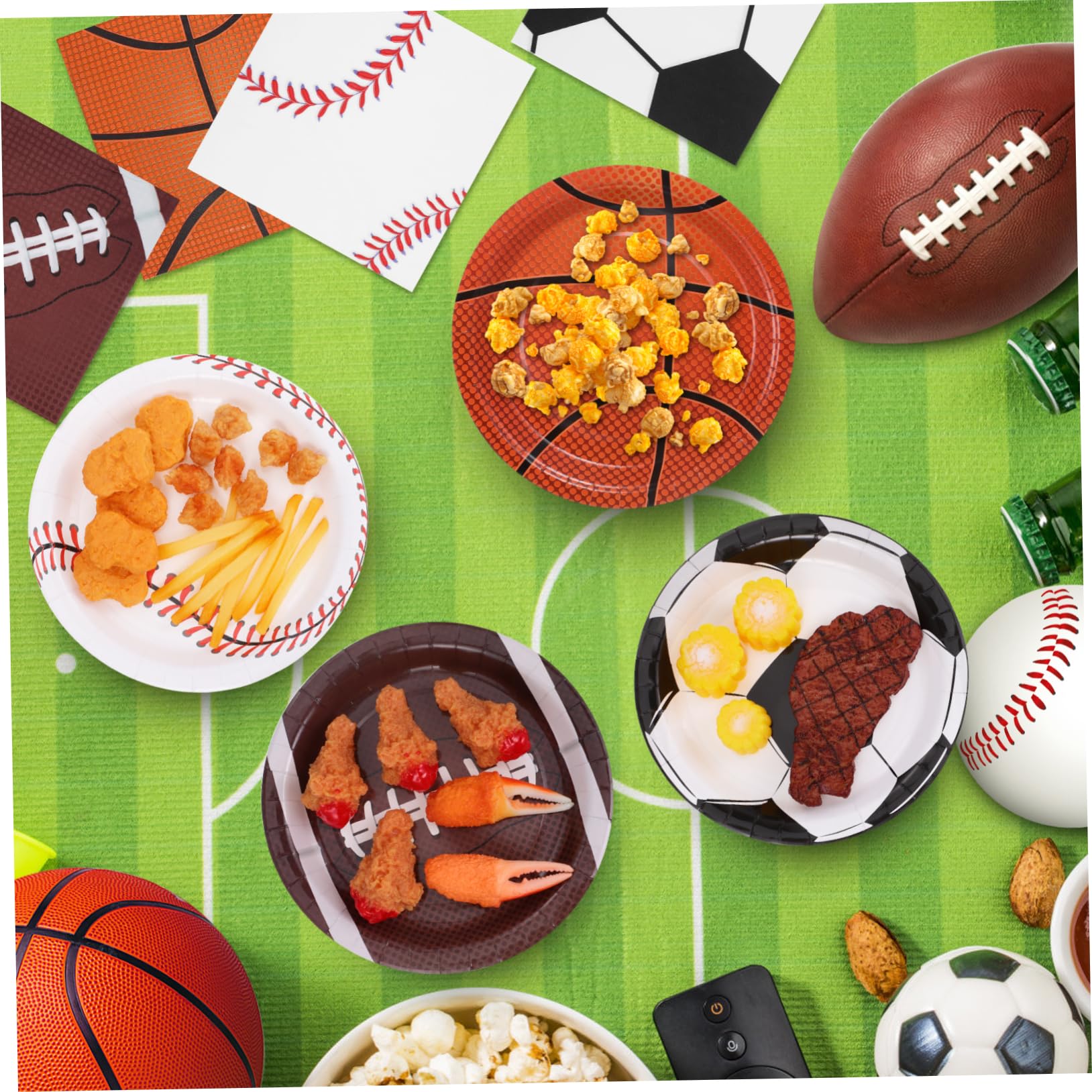 Alipis Set Party Coordinato Piatti e Tovaglioli in Carta a Tema Basket e Calcio, Robusti e Pratici per Feste di Compleanno e Occasioni Importanti