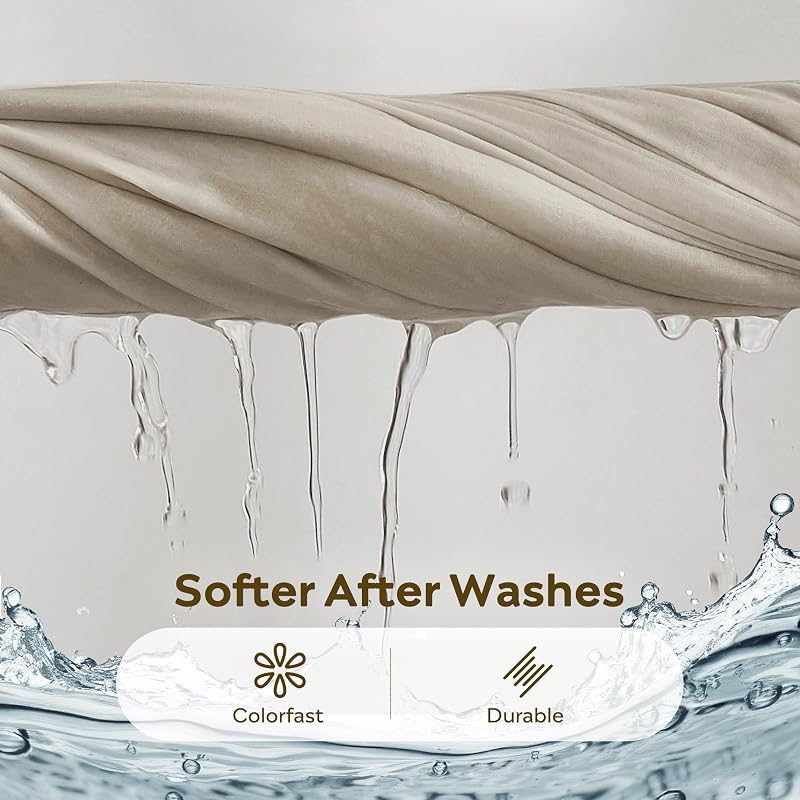 JELLYMONI 100% Washed Cotton Oatmeal Duvet Cover Queen, Linen-Like image 5