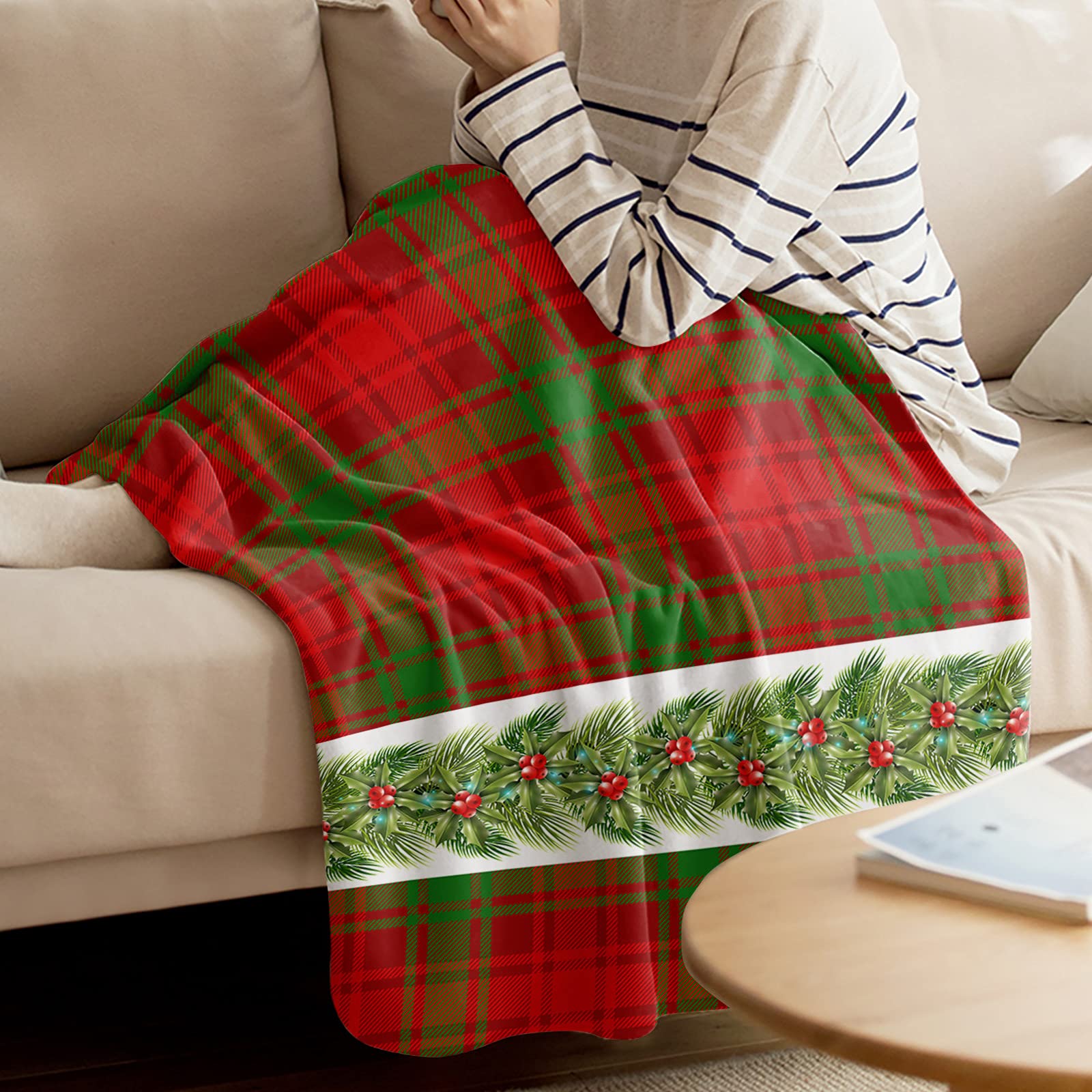 フリース毛布 赤と緑のチェック柄 Amazon｜ブランケット 毛布 クリスマス 赤と緑のチェック 松の枝