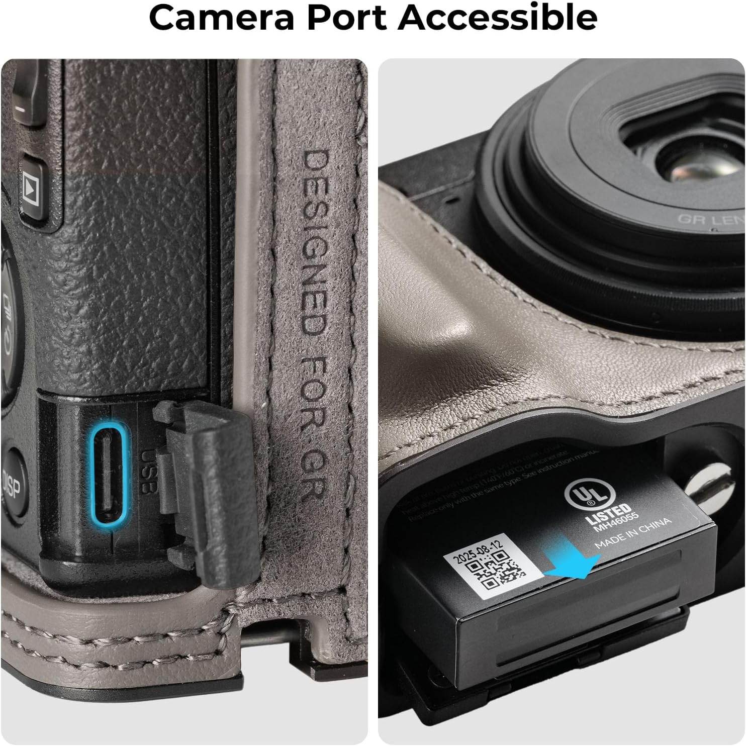 SMALLRIG GR IV/GR III Series Genuine Leather Case Kit, Camera Case for RICOH GR IV/GR III/GR IIIx/GR III HDF/GR IIIx HDF, Vintage Half-Body Shell, Wrist Strap