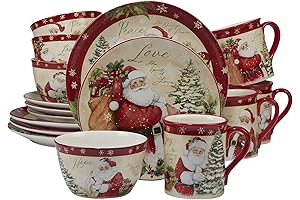 Certified International Holiday Wishes 16-Piece Christmas Dish Set
