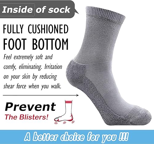 Miniatura 3 de Busy Socks Paquete de 4 calcetines para diabéticos sin encuadernación para hombres y mujeres, calcetines acolchados gruesos de algodón
