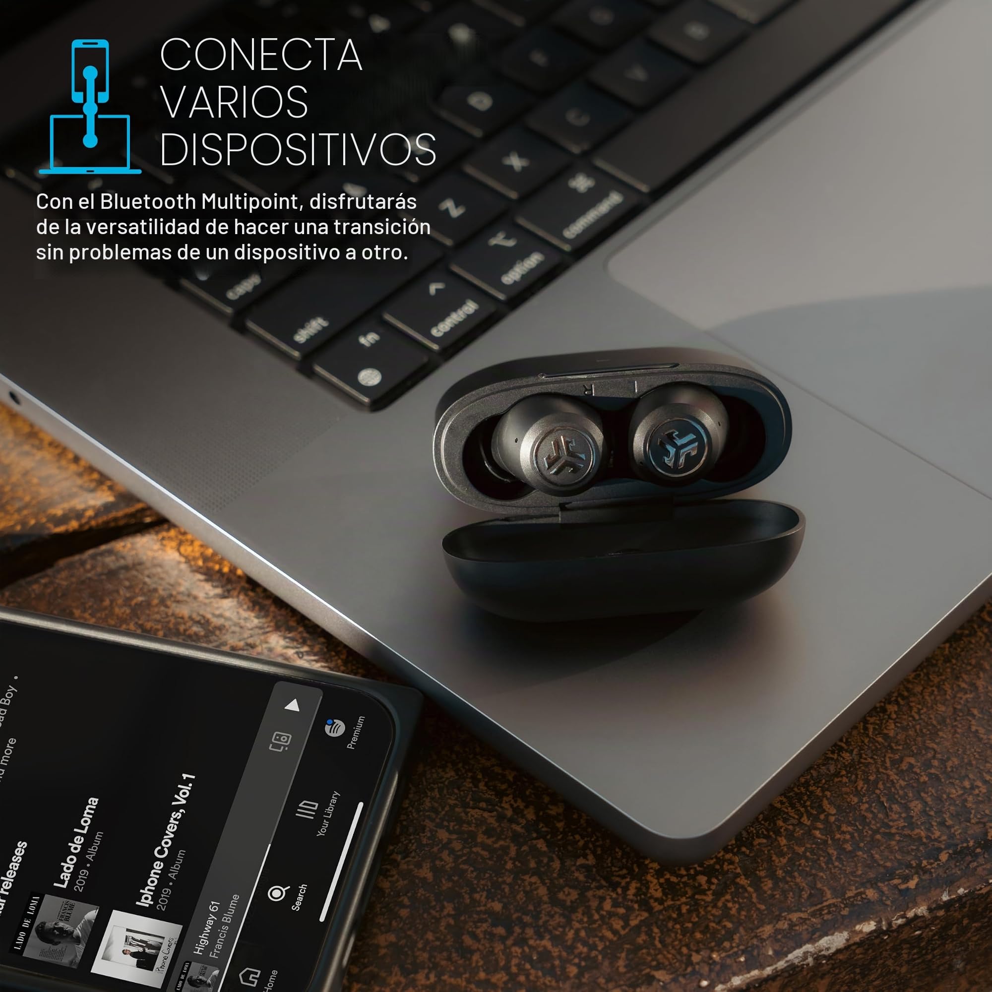 JLab JBuds ANC 3 Audífonos Bluetooth Inteligentes - Cancelación Ruido | Cancelación Activa de Ruido, más de 42h, Auriculares Inalámbricos IP55 Resistentes al Sudor, Sonido EQ3