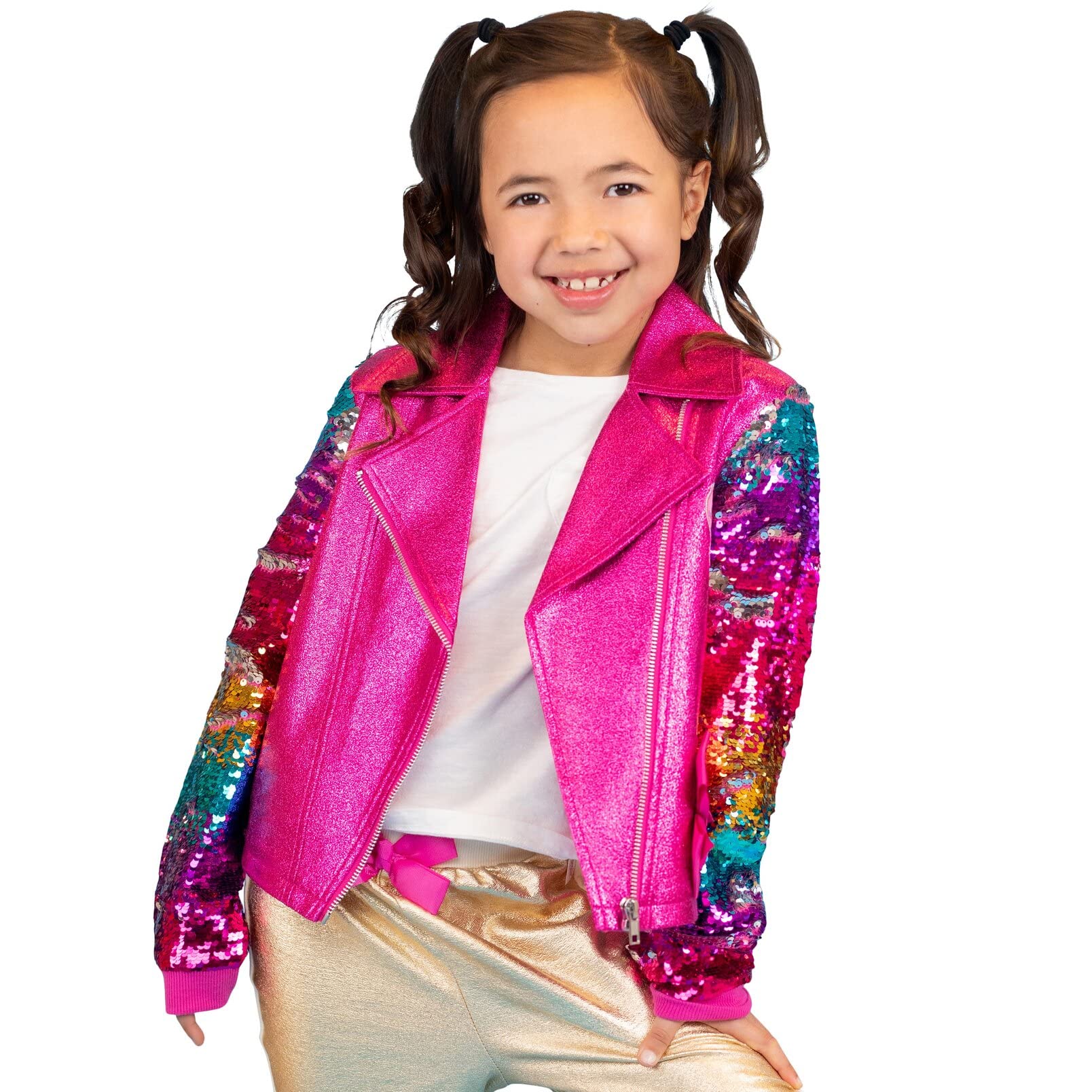 JoJo Siwa JoJo Unicorn Little Girls Sequin Zip Up Jacket Hot Pink 6-6X