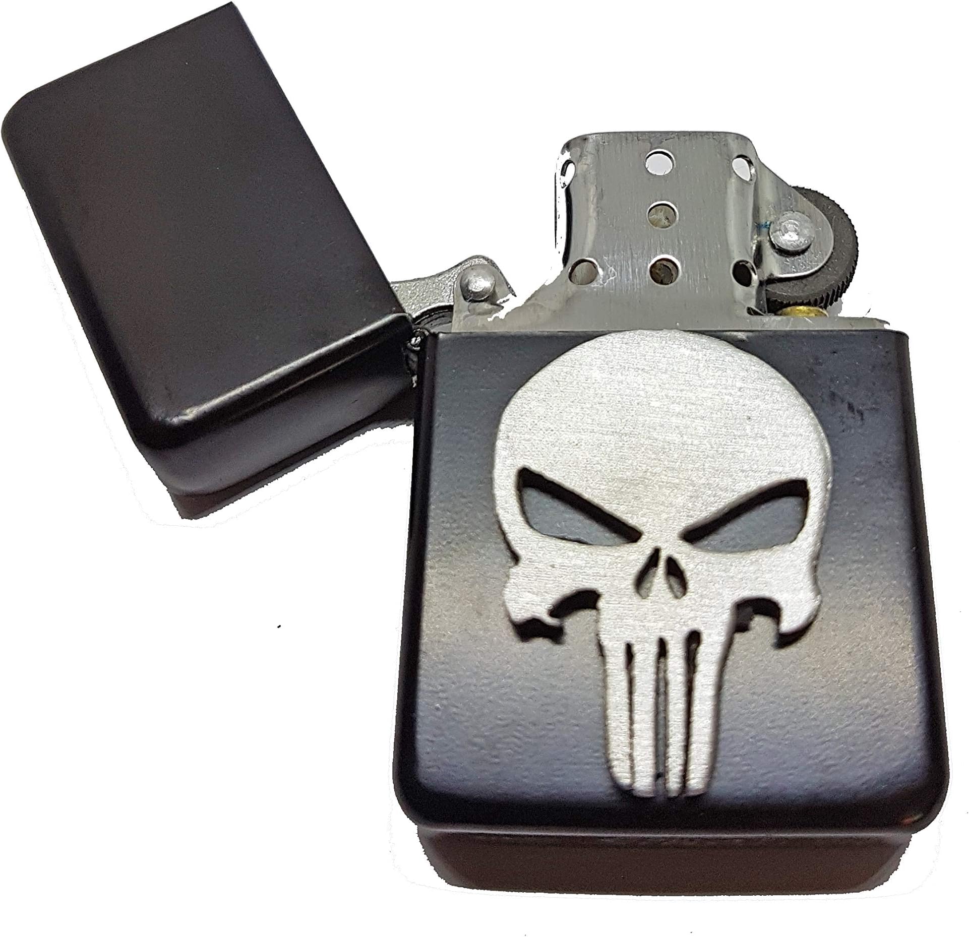 Stoneys BadgesSkull Logo Petrol Lighter in Pouch Funny Slogan English Pewter Emblem