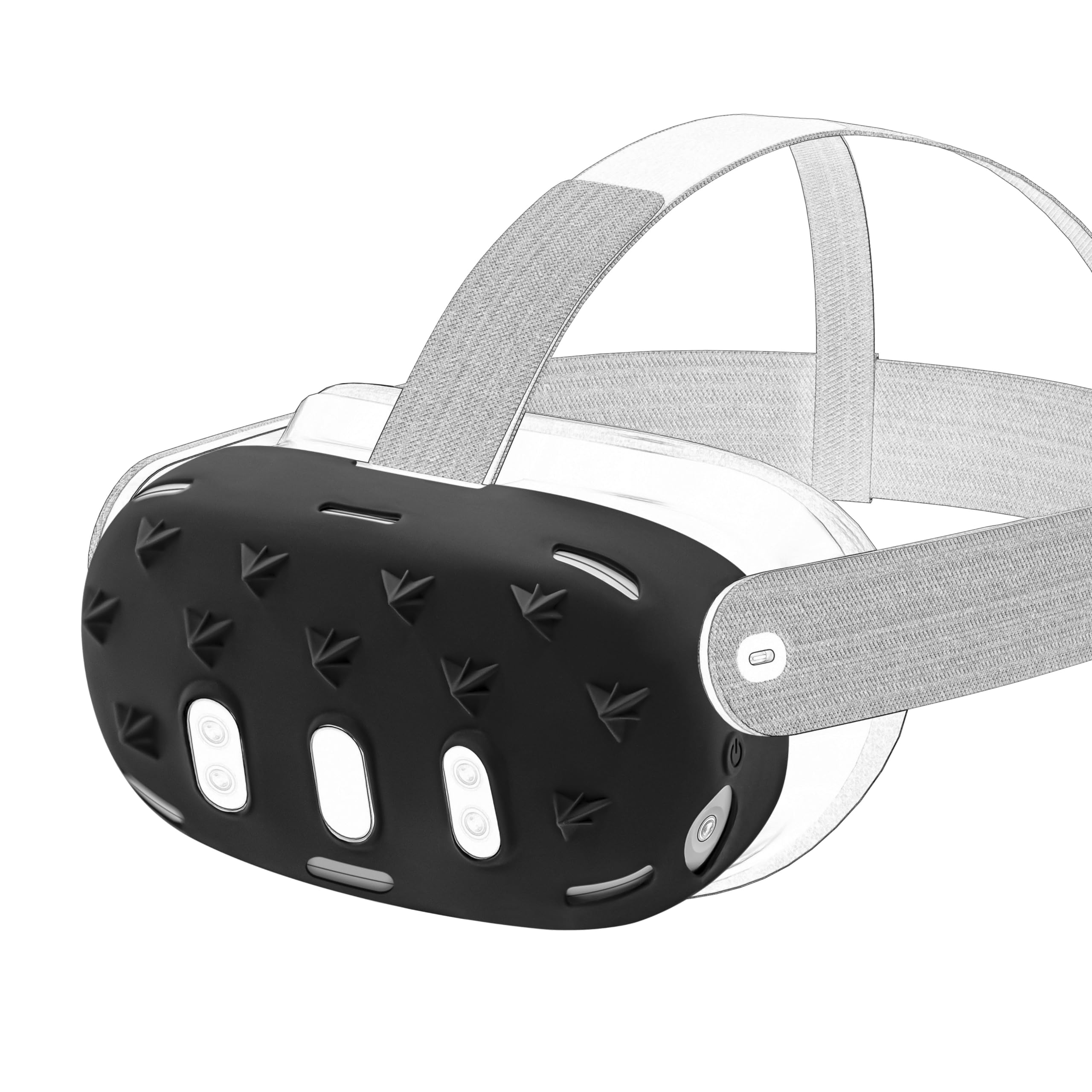 Geekria VR Headset Silicone Protective Shell Compatible with Meta Quest 3, Light & Durable Front Face Cover Accessories, 3D Three-Dimensional Design Anti Slip Scratchproof Sleeve (Black)-image-27