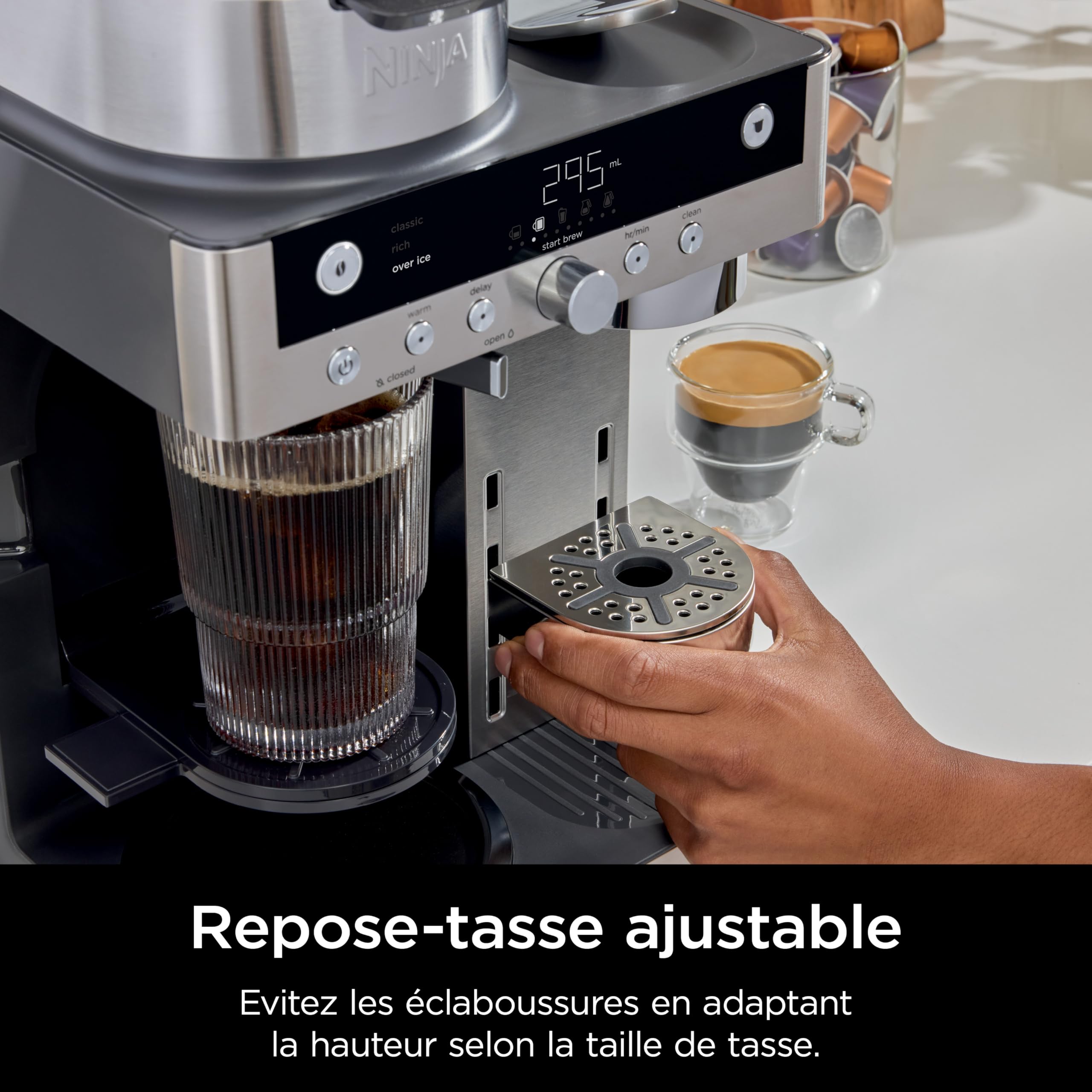 Ninja Prestige Machine à café filtre et capsules 2-en-1 Ninja Prestige avec buse à lait intégrée, pour réaliser lattes, cafés glacés et flat whites, Noir CFN802EU