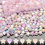 400pcs Assorted Acrylic Heart Beads Star Beads for Jewelry Making Cute Plastic AB Bead for Necklace Bracelet Earing making Bling Spacer Beads Bulk Aesthetic Charms Craft DIY (Mixed Color)
