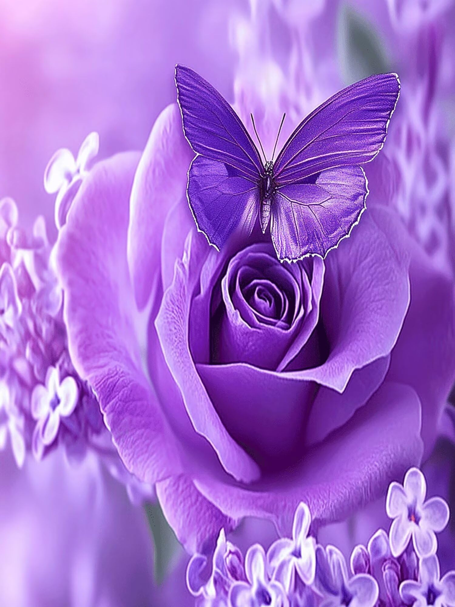Diamond Painting Kit Completo Viola Diamond Painting Fiore Modello, 5D Fai Da Te Passatempo per Adulti Strass Punto Croce Diamantini Crystal Art per Home Wall Room Decor Regalo Donna 70x100cm,Model917