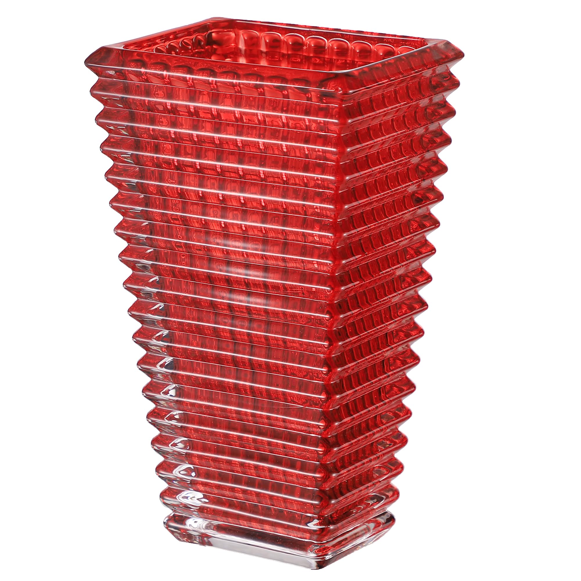 MCMCNCUIU Crystal Vase, Large Crystal Vases for Flowers, Red Large Flower Vase, Modern Glass Vases for Living Room, Bedroom, Kitchen, Dining Table, Mantle, Wedding, 9 Inches