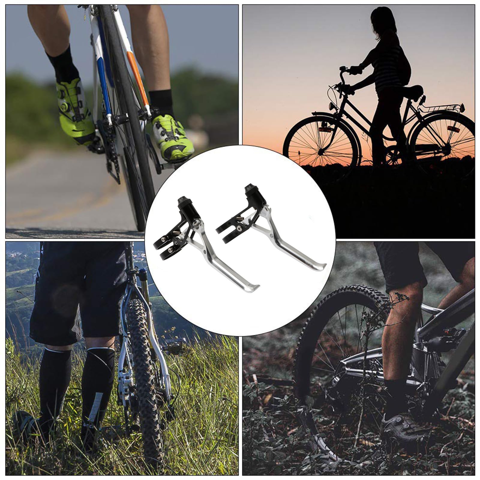 1 paio di leve del freno per bicicletta, ultraleggere, CNC, per BMX, bici da corsa, per MTB, mountain bike, bici da corsa, manubrio del freno (argento)