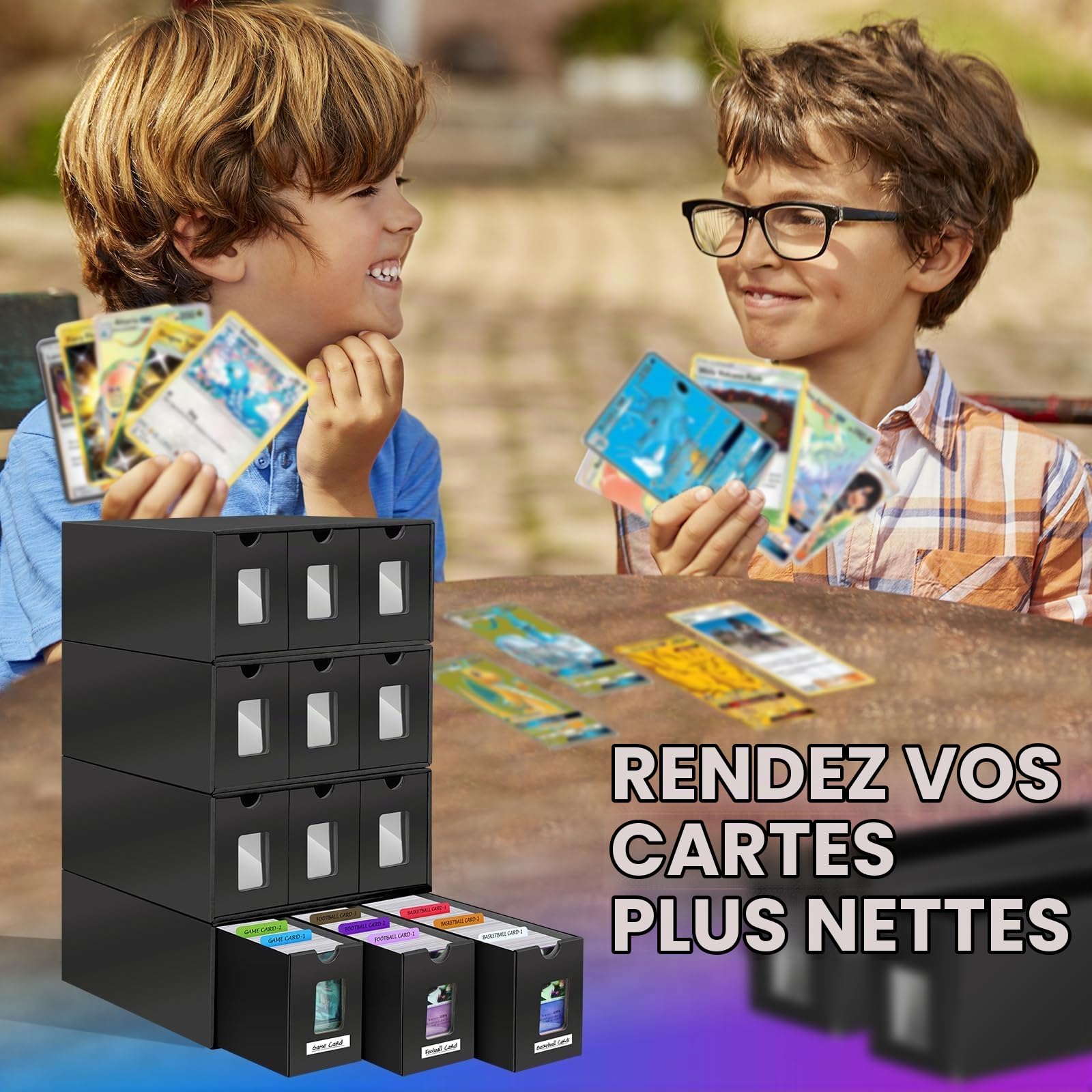 Boîte de Rangement pour Cartes à Collectionner 18000+ Cartes, Avec 60Pcs Séparateurs,Etiquettes et Ruban Adhésif,Boîte à Cartes pour cartes TCG, MTG, PTCG