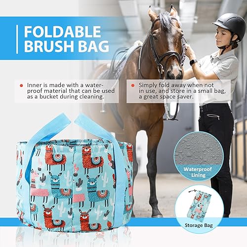 Miniatura 2 de Harrison Howard Kit de aseo para caballos, 11 piezas, serie Equine Care, juegos de cepillos para caballos con organizador, bolsa de mano,