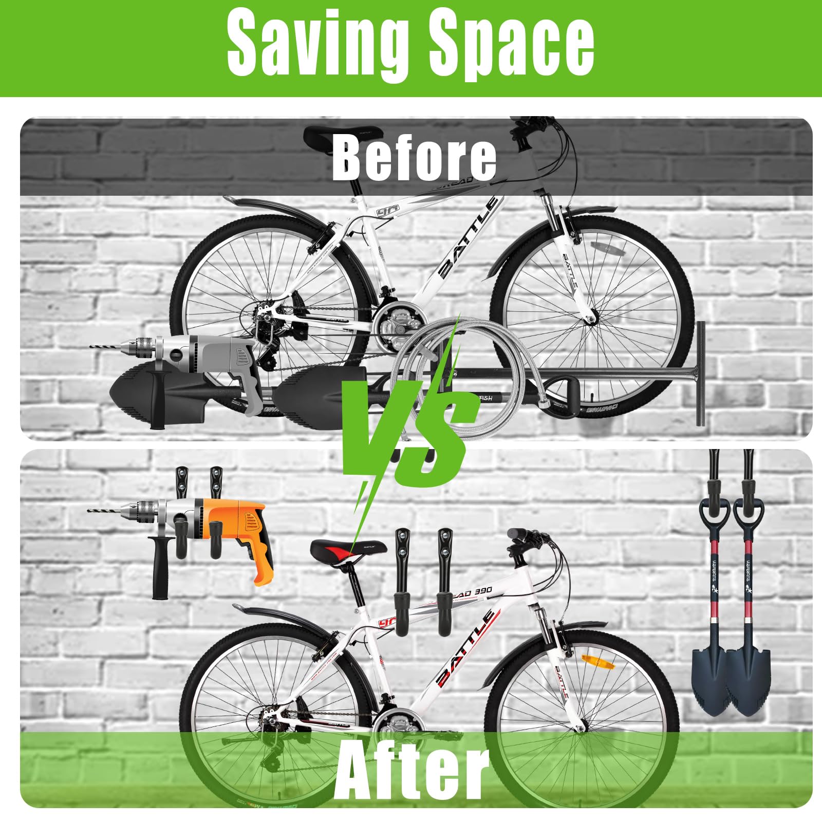 WOPPLXY 20 ganchos para colgar, gancho pared en color negro, colgador pared de acero para colgar herramientas, bicicletas, escaleras y material deportivo