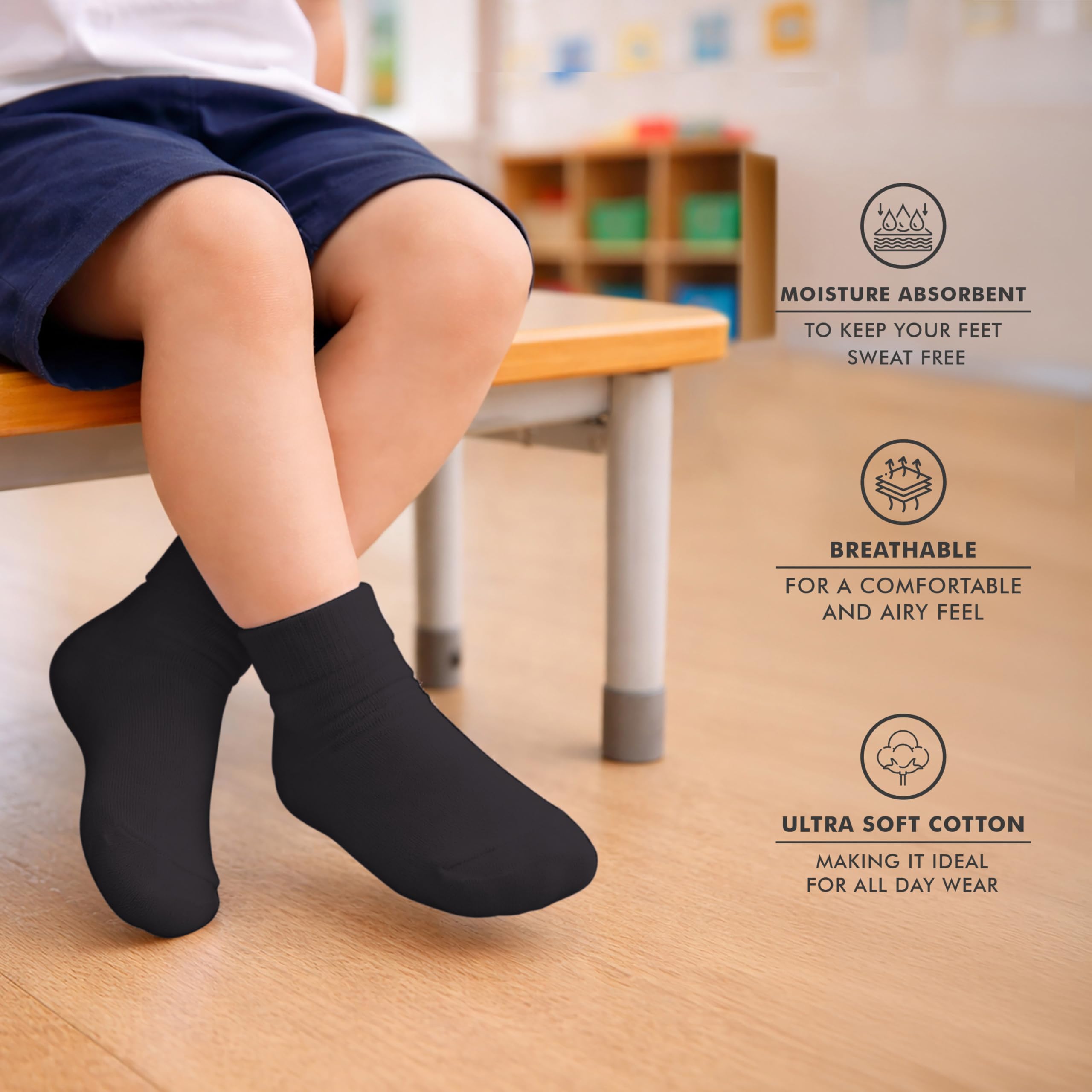 Supersox Ankle Length School Uniform Socks for Kids | Breathable Cotton | Anti-Odour & Moisture Absorbent | Durable Welt for All-Day Comfort | Grey | 7 to 8 Years | Pack of 5 2