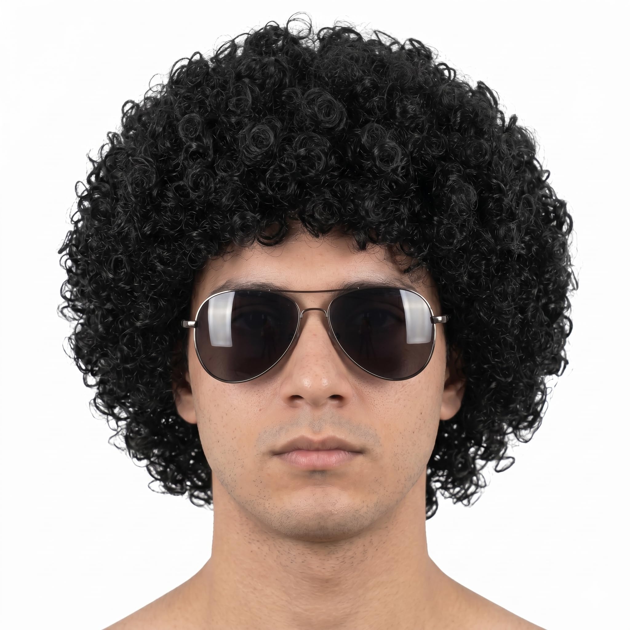 Premium Black Curly Afro Wig for Men & Women – Funky Natural Looking Curly Hair Costume Wig with Breathable Cap | Unisex Party Wig for Halloween, Holi, Carnival & Cosplay Events-image-15