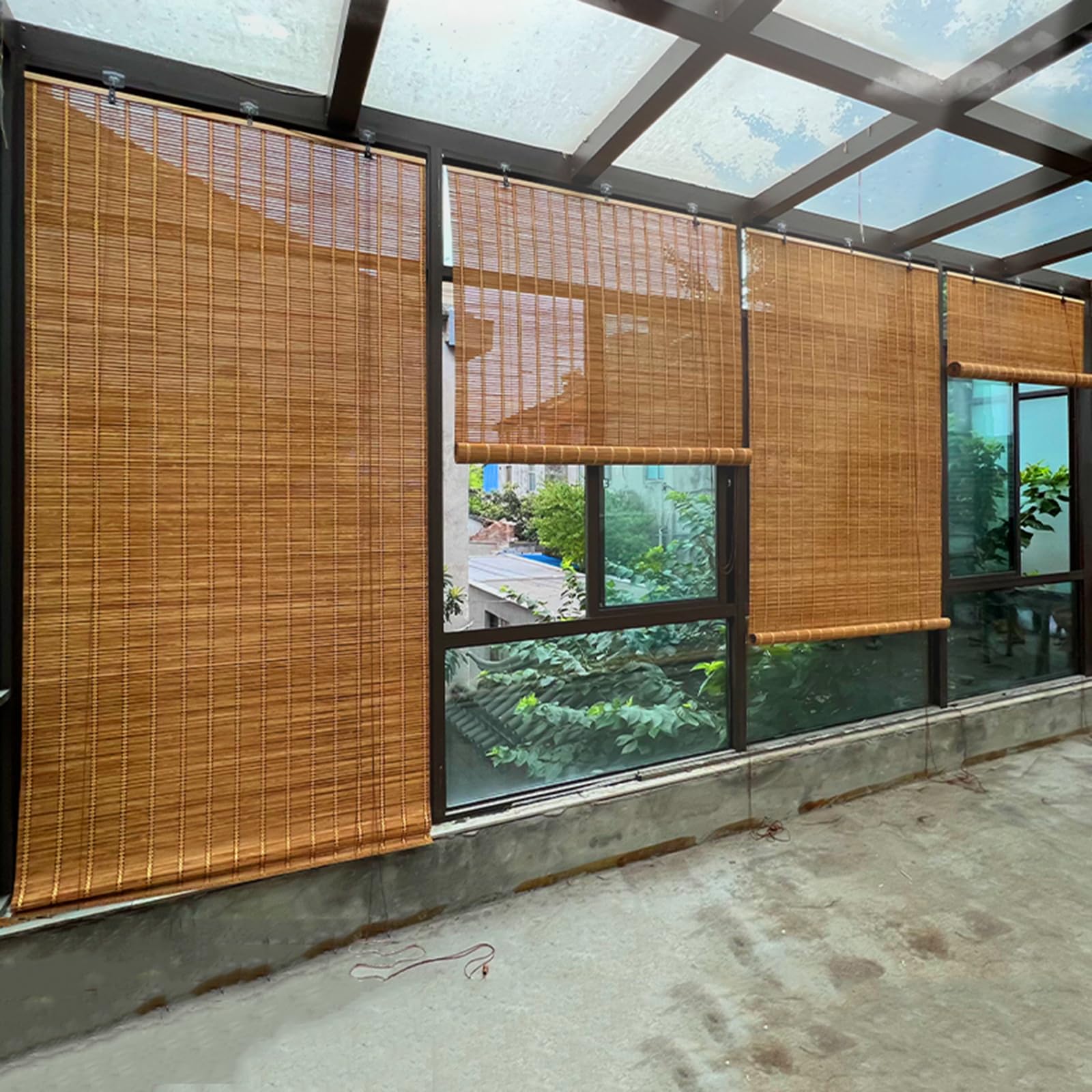 Stores à Enroulement en Bambou Naturel,Store Bateau en Bambou,Rideau à Rouleaux Romains,Store Fenetre Occultant pour Balcon Jardin Intérieur Extérieur,Largeur x Hauteur (100cm x 150cm)