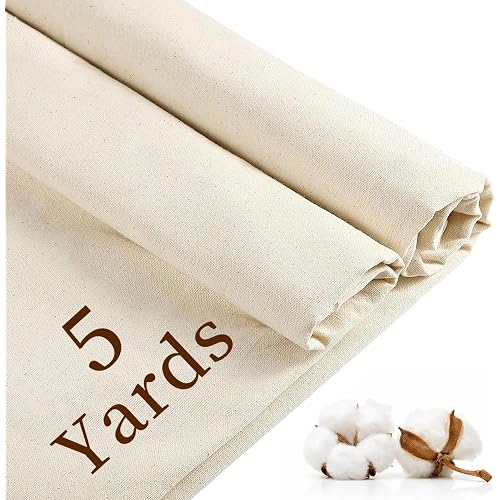 100% Cotton Muslin Fabric: 5 Yards x 63" Natural Color Muslin, 100% Cotton Fabric, Natural Unbleached, for Sewing Draping Material