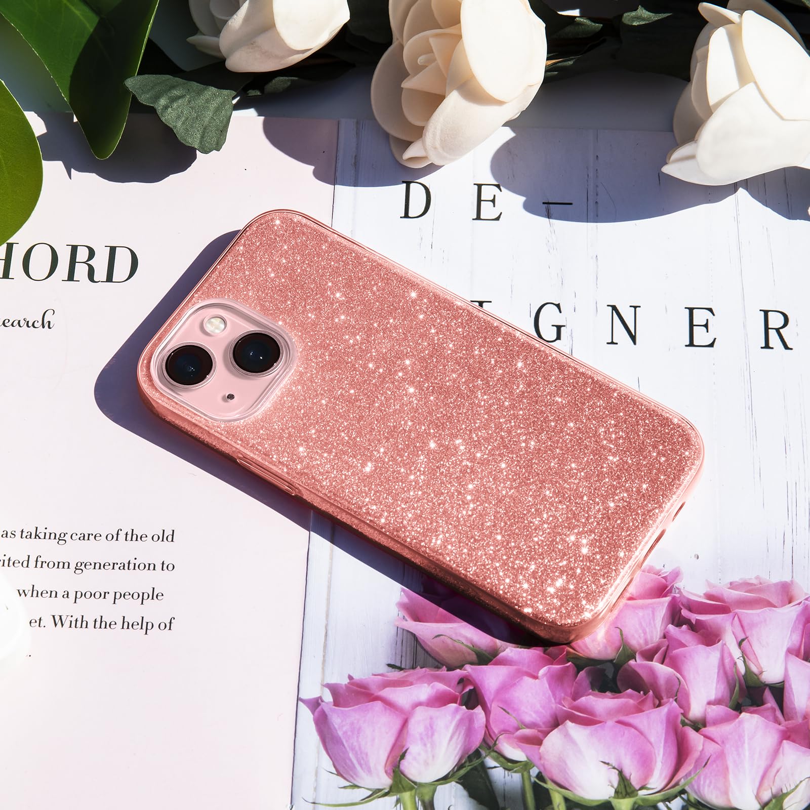 Funda MATEPROX Para IPhone 15 Plus – Carcasa Brillante Con Purpurina, 3 Capas, Protección Antideslizante, Color Verde Gradiente