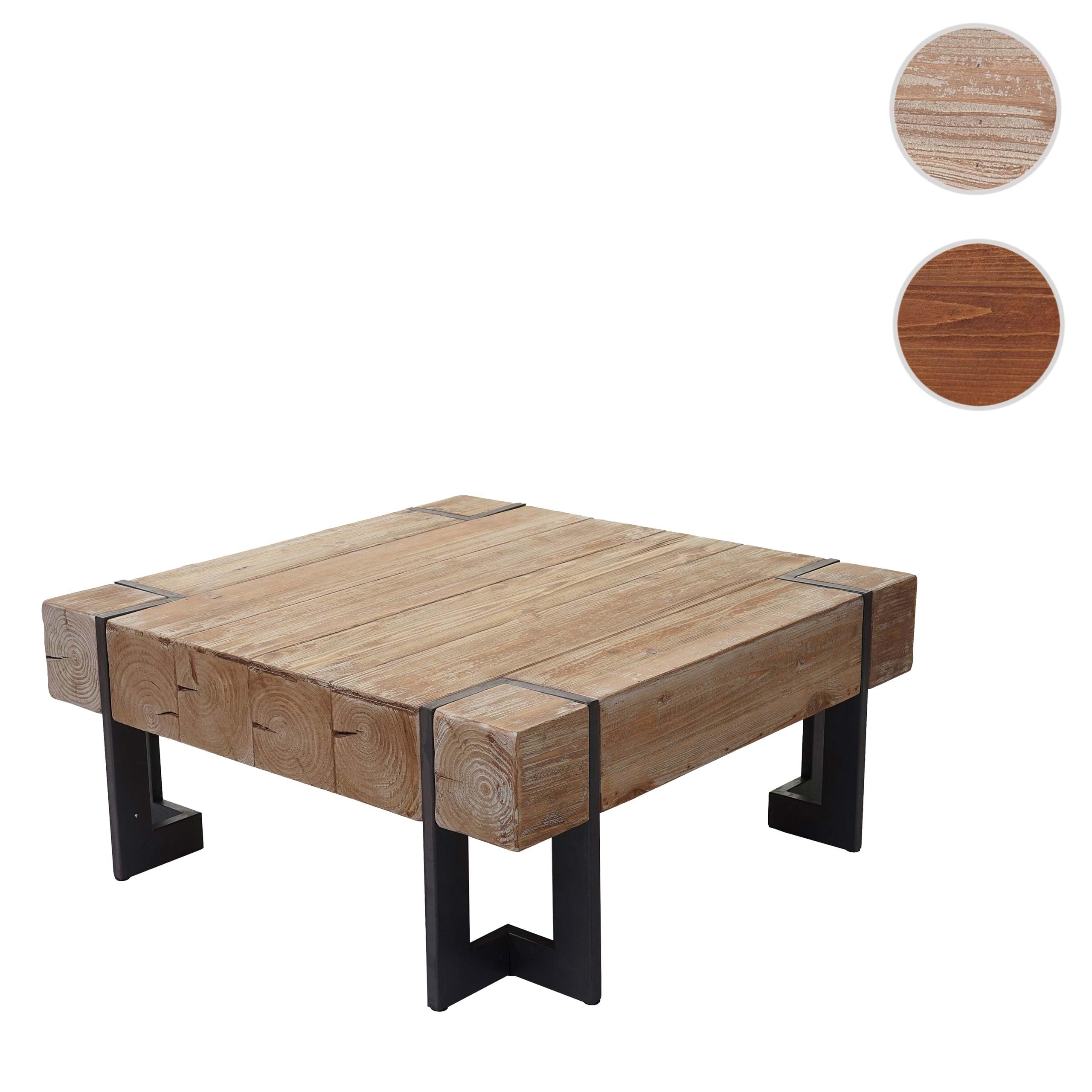 Mendler Stolik kawowy HWC-A15AM, stół do salonu, jodła lite drewno rustykalne, certyfikat FSC – kolor naturalny 70 x 70 cm
