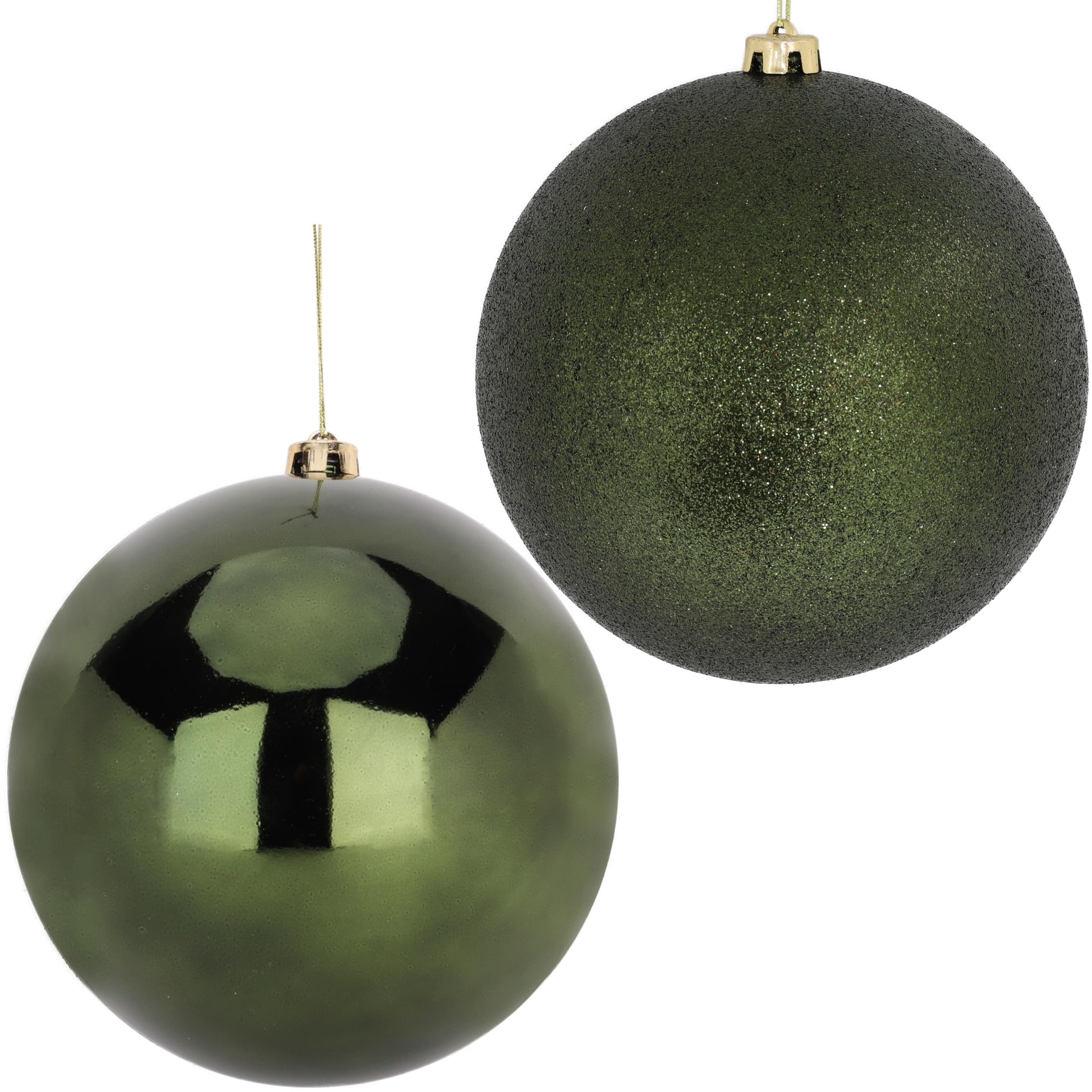 Christmas Concepts® Pack Of 2-200mm (8") Baubles - Shiny & Glitter Design - Giant Christmas Baubles (Forrest Green)