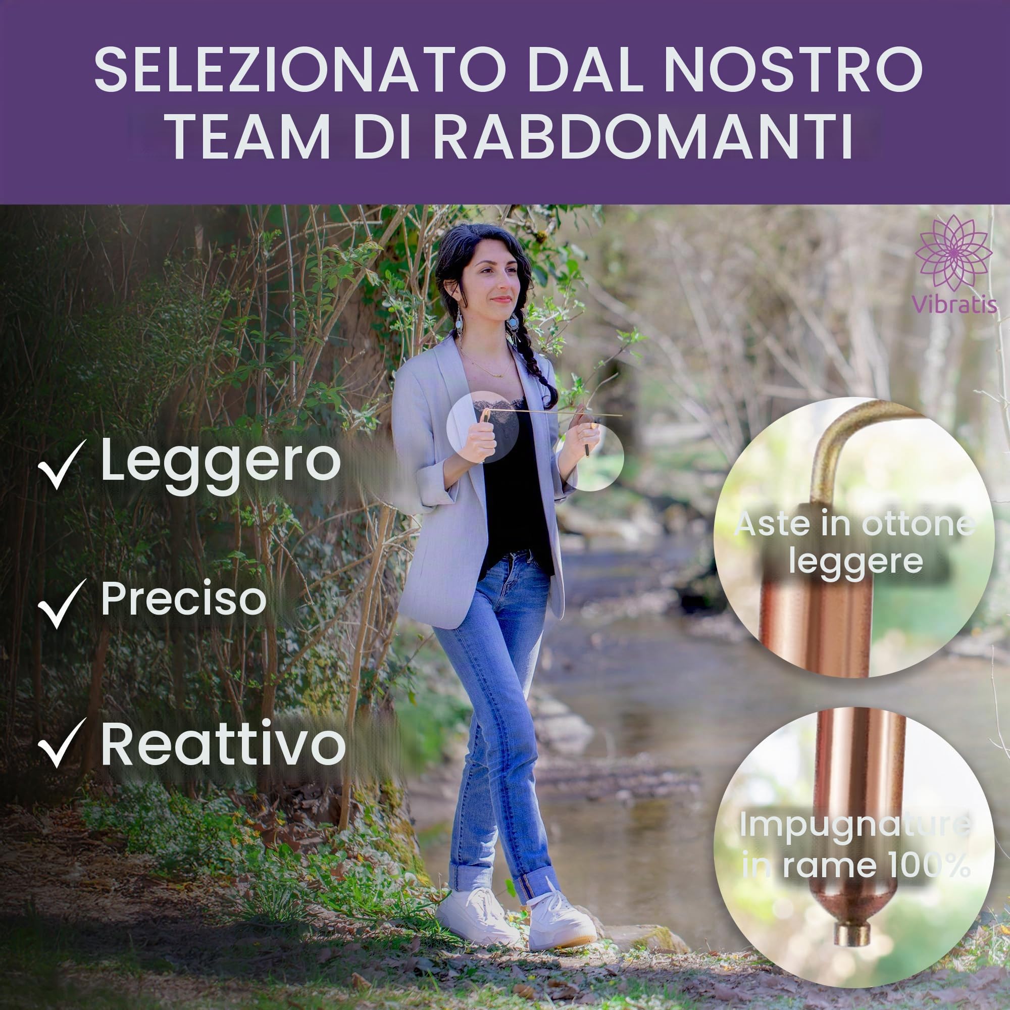 Vibratis Bacchette Rabdomante Professionali Modello Premium e Pendolo Divinatorio Quarzo Rosa | Bacchette Radioestesia Ideale per cominciare a darsi alla Radioestesia