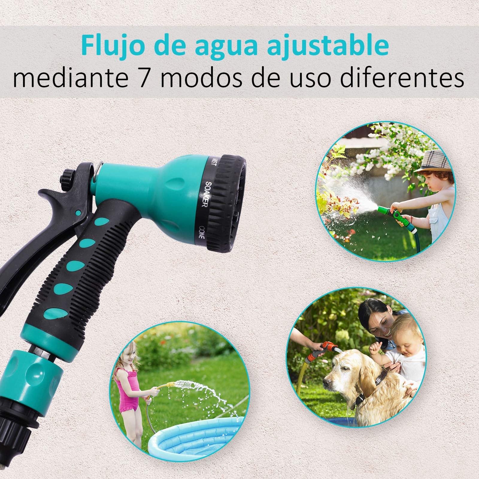 DURHAND Enrollador de Manguera para Jardín 10+1 m con Boquilla de 7 Funciones, Carrete de Manguera de Jardín de Pared, Giratorio 180°, con Retorno Enrollado Automático, Negro y Verde