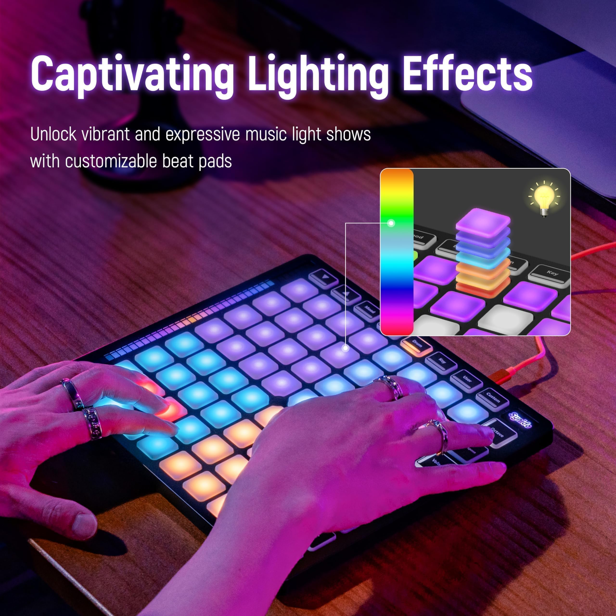 Synido Máquina Beat Maker con 16 almohadillas de ritmo retroiluminad