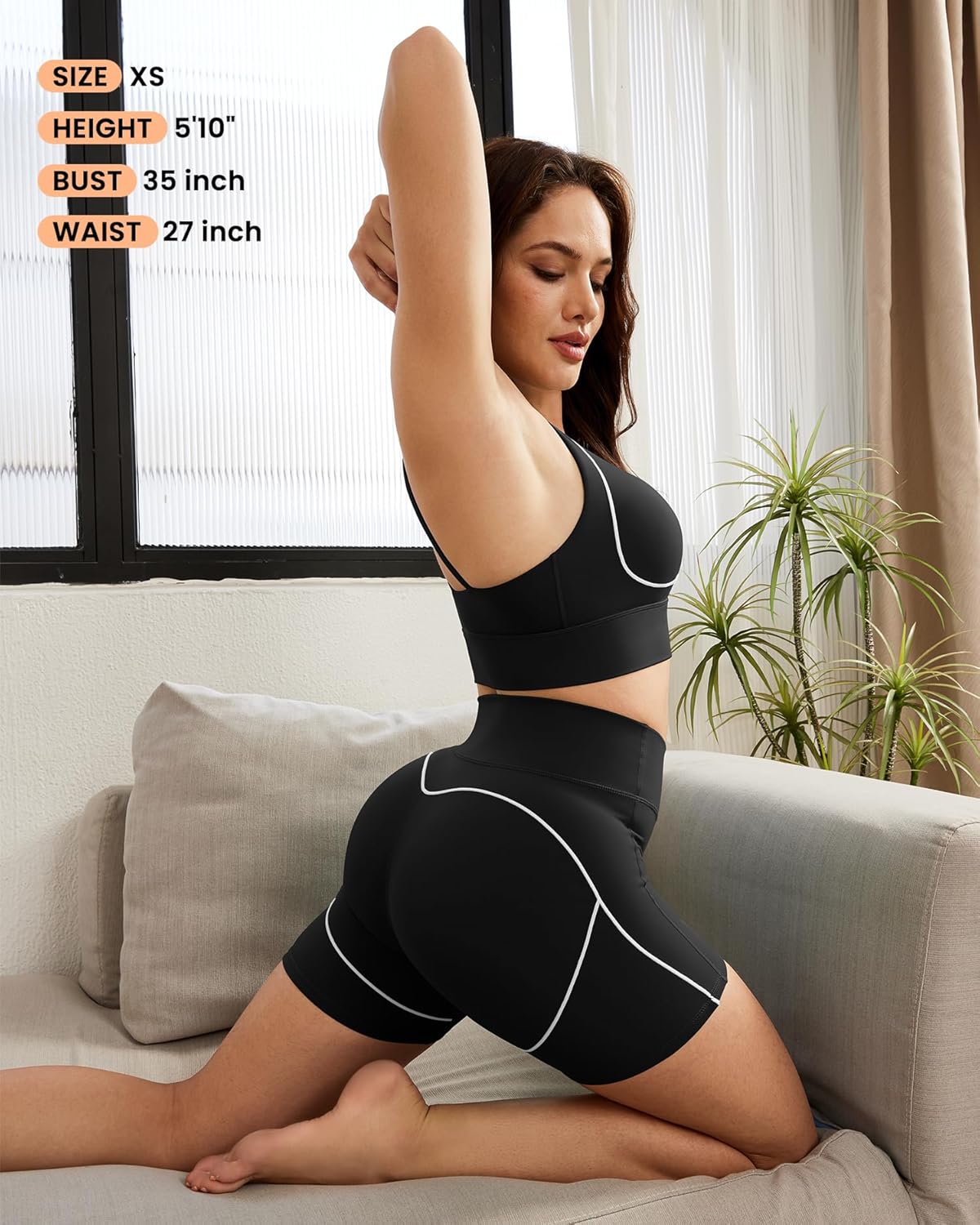 Workout Biker Shorts for Women Contrast Stitching Heart Throb Athletic Yoga Running Short 5" Inseam